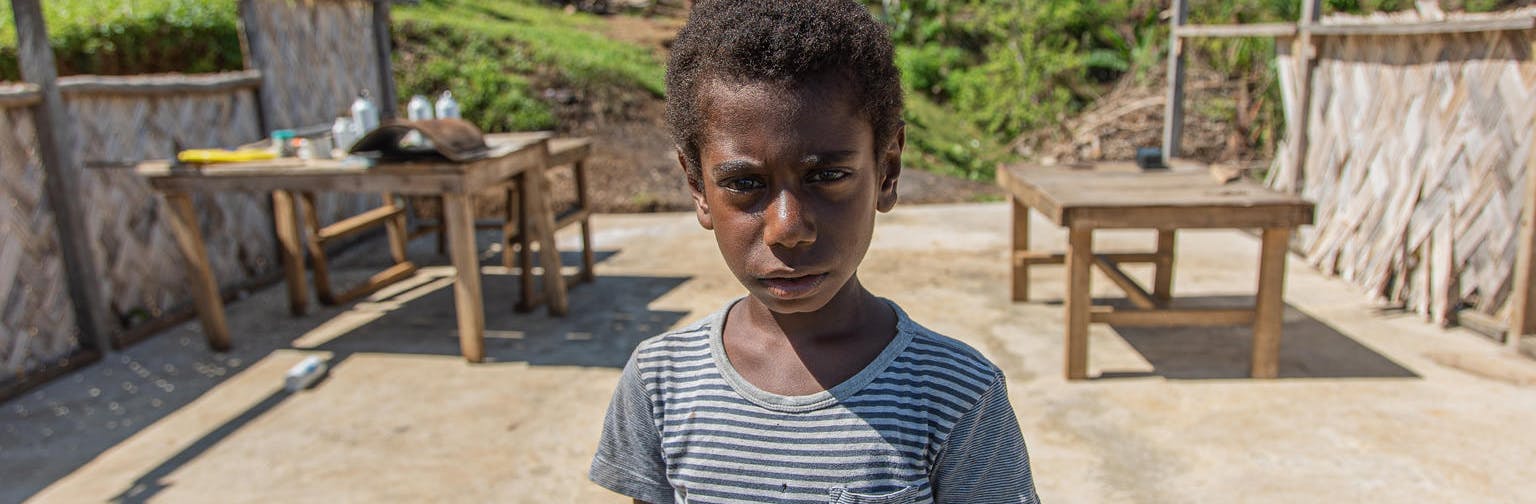 Samuel's classroom was destroyed by the cyclone. 