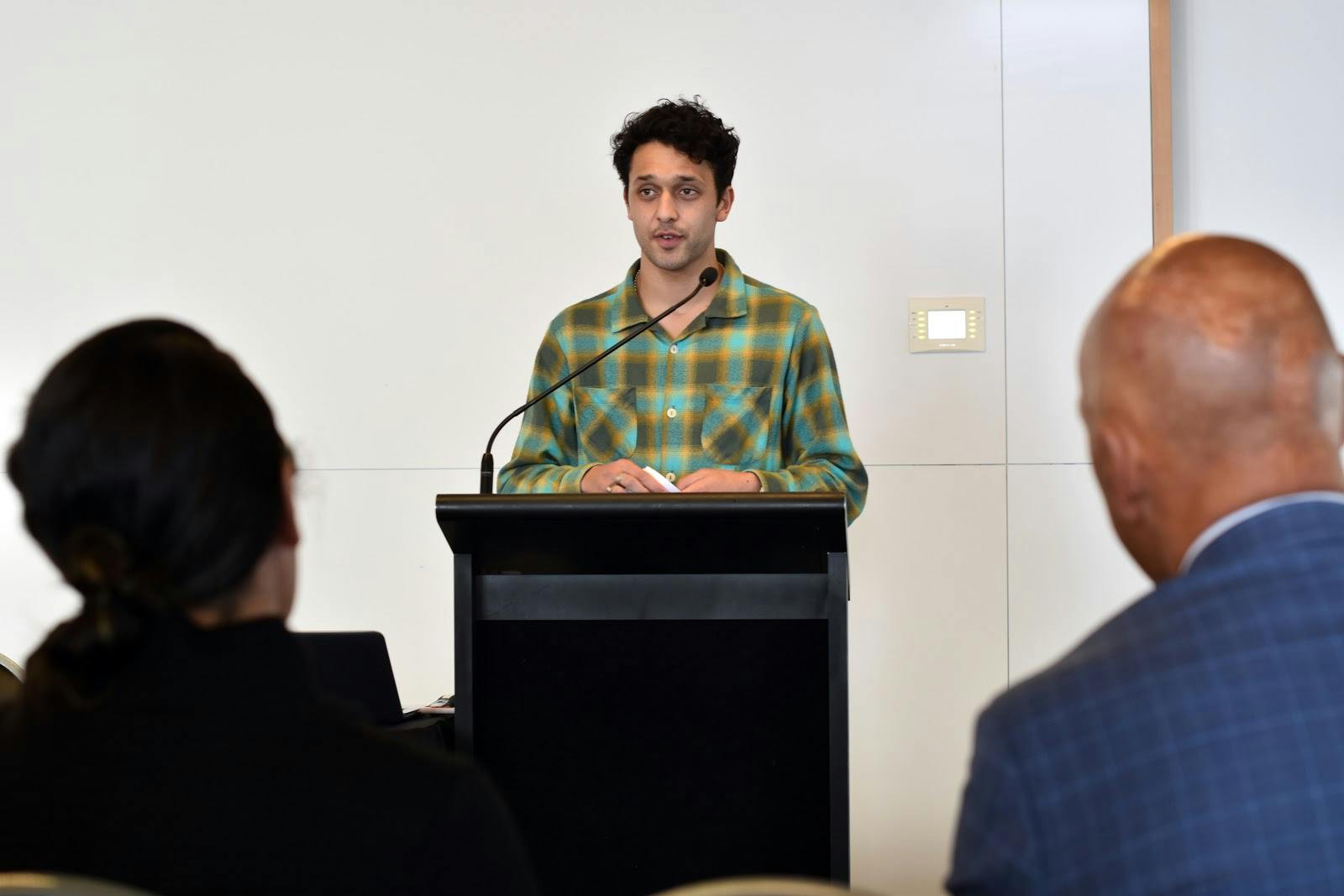 Finlay Johnson spoke to those gathered about barriers to finding tūrangawaewae