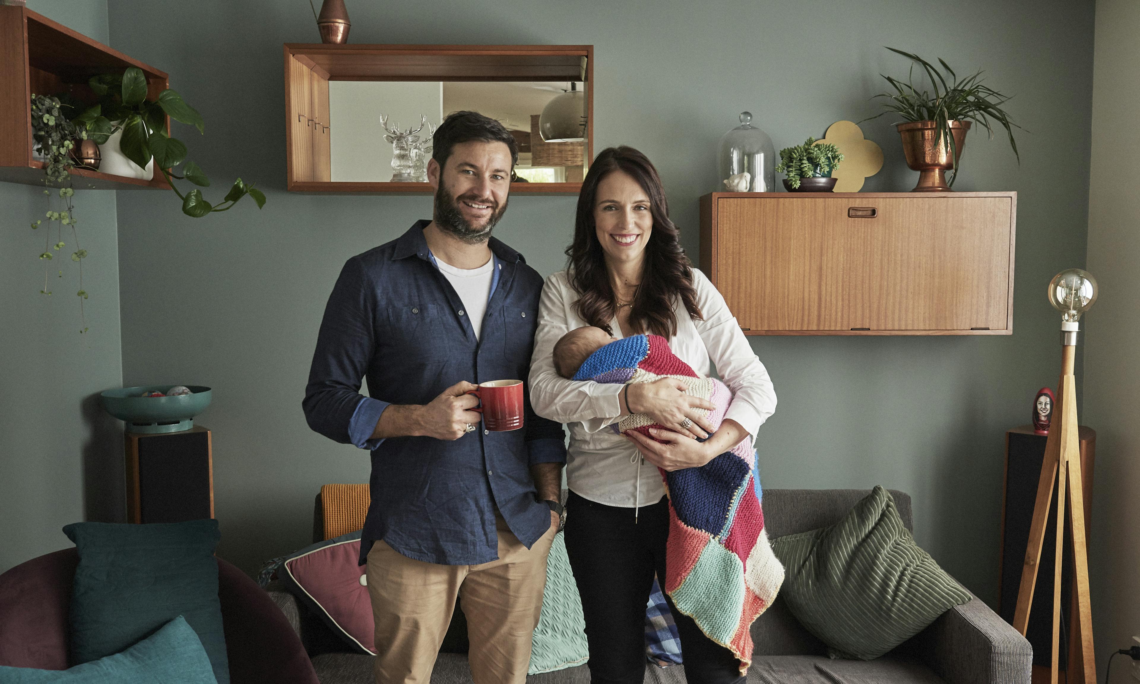 Clarke Gayford and Jacinda Ardern with their baby girl Neve