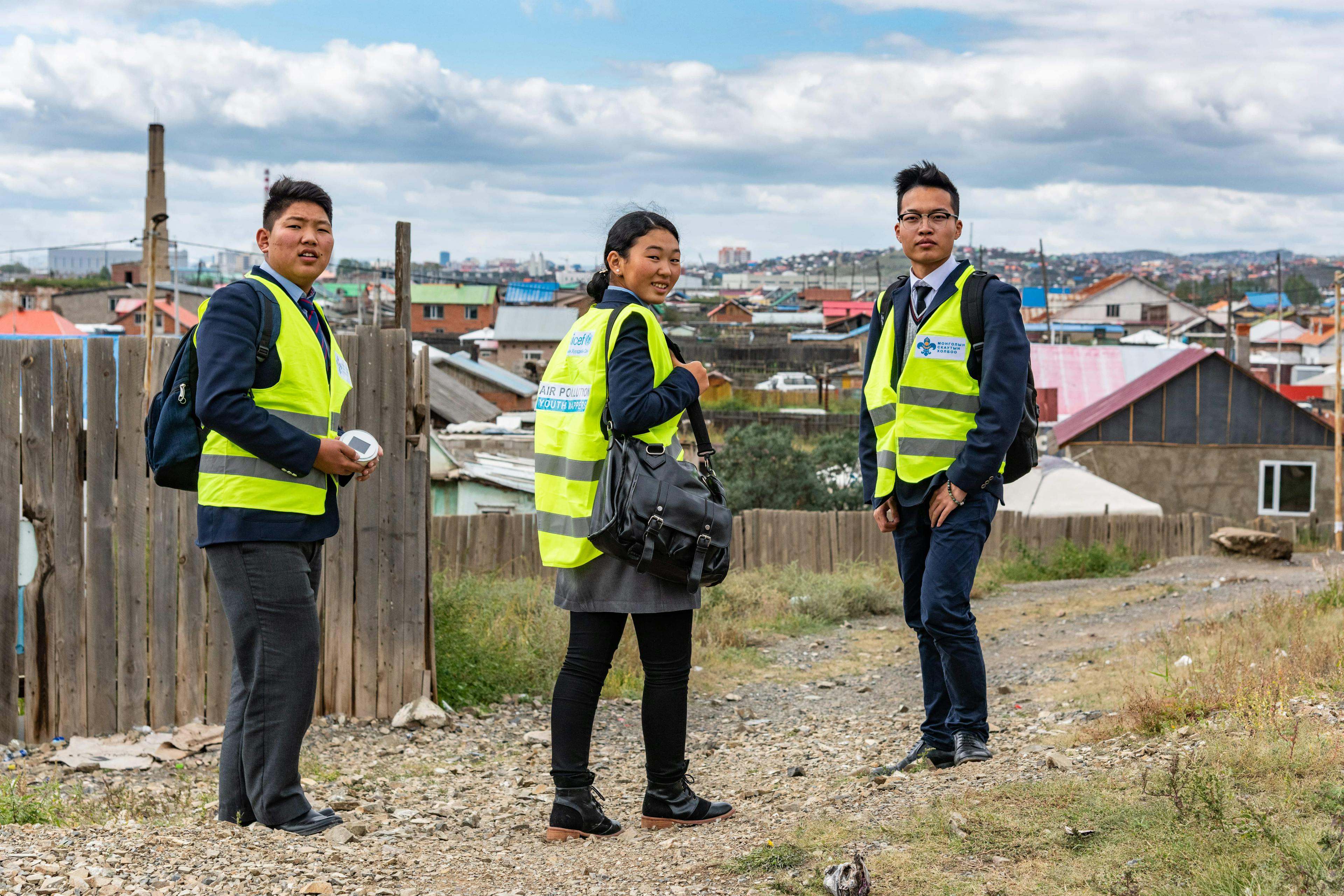 Health & Medicine- Adolescents collecting air pollution data in the outskirts of Ulaanbaatar, Mongolia, as part of the “Programme Air Pollution Youth Mappers”. 