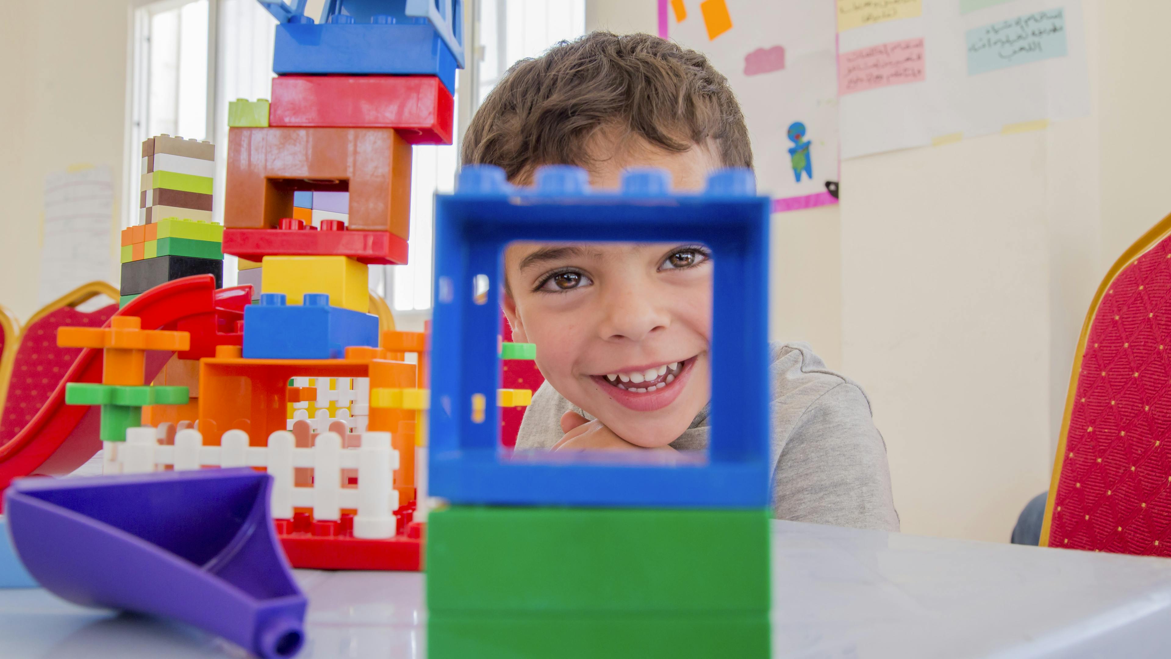 Education- A child plays at the UNICEF-supported Makani centre in Irbid