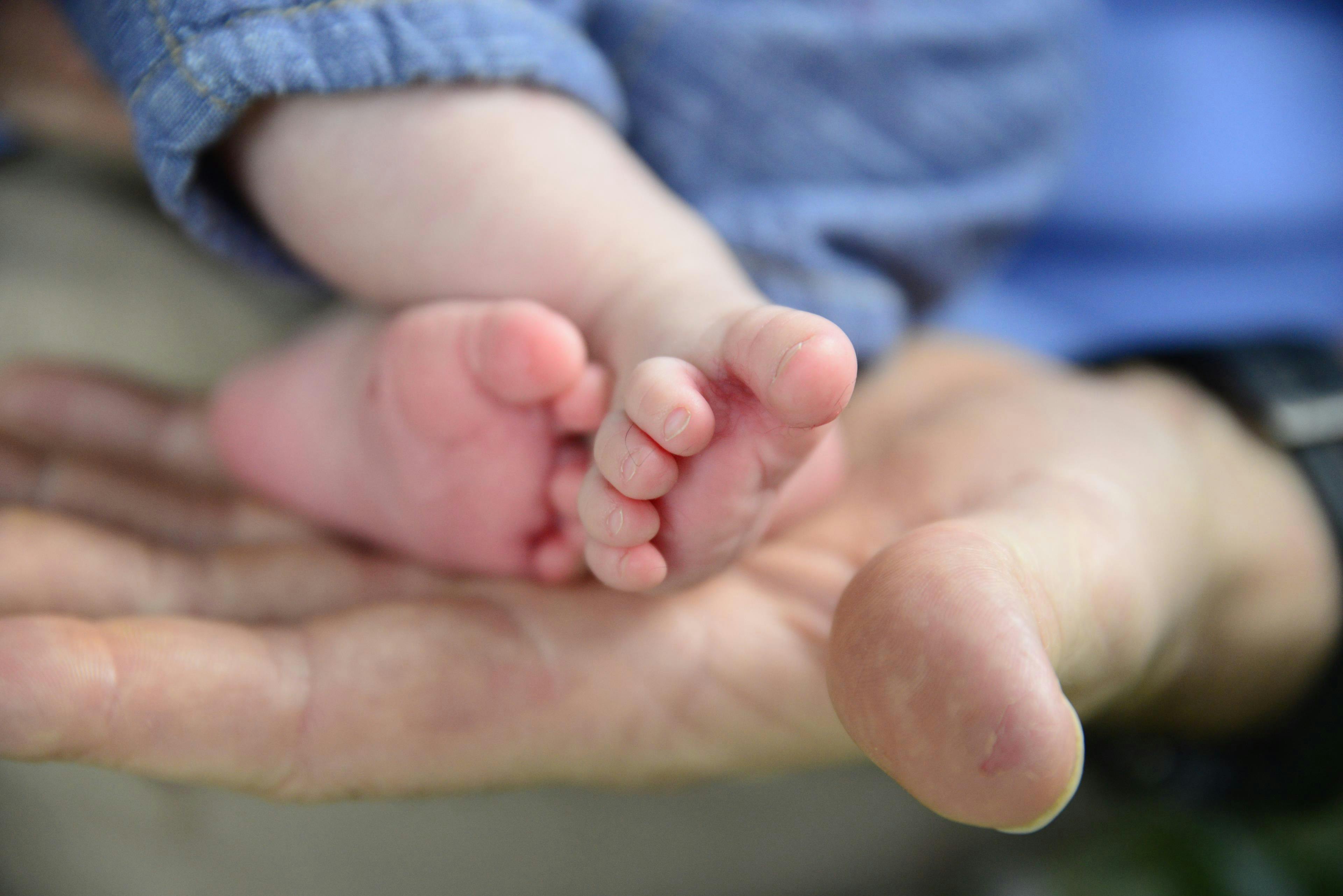 A close up of baby Neve's feet