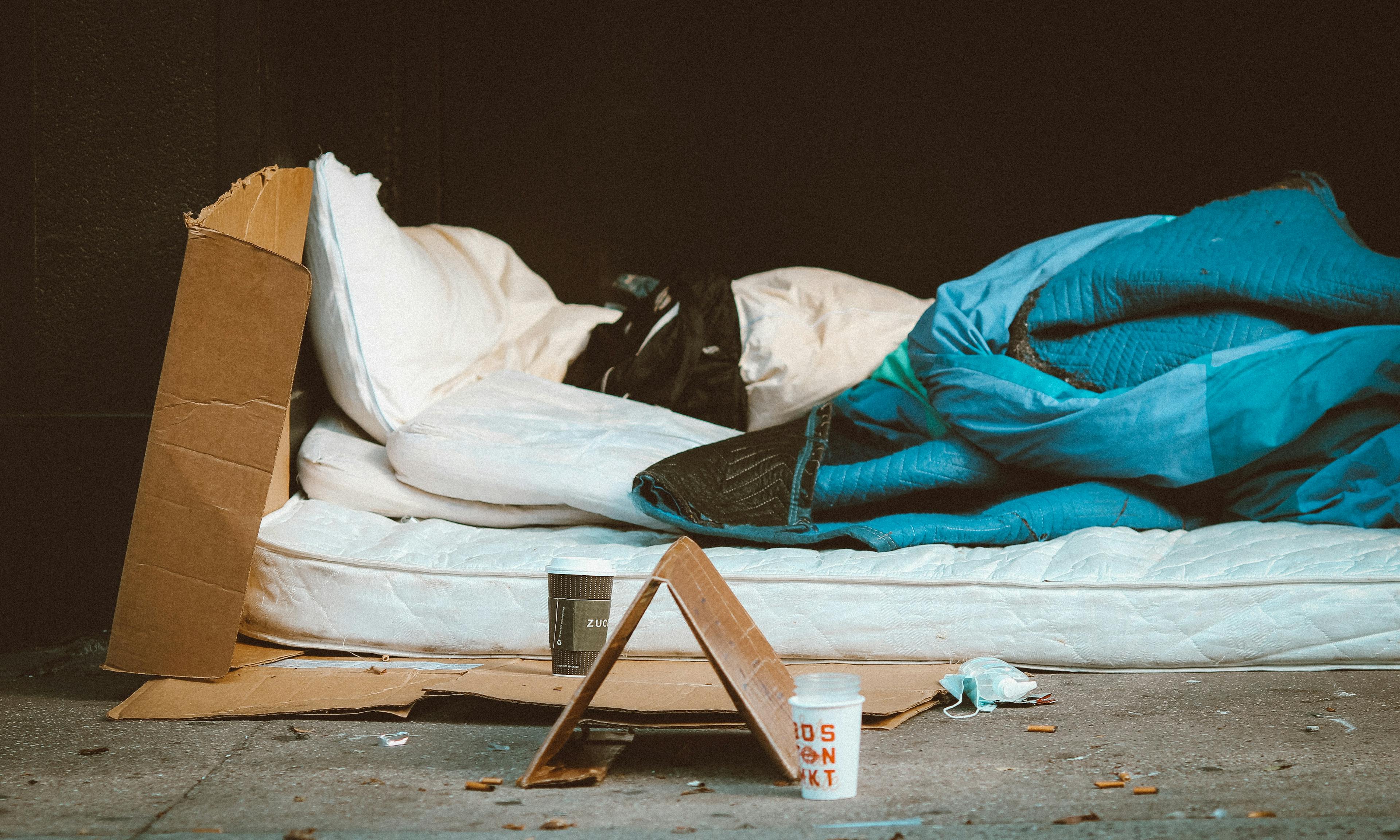 Homeless person sleeping on the street