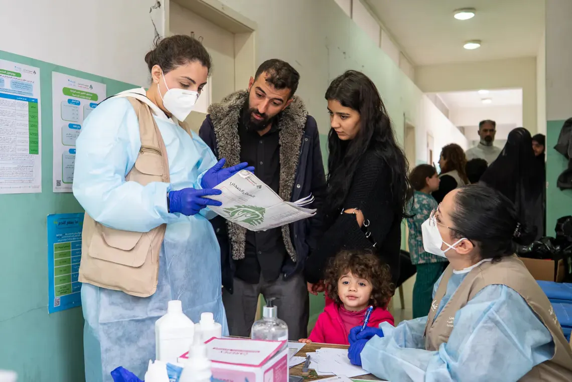 A child in Lebanon receiving a vaccine