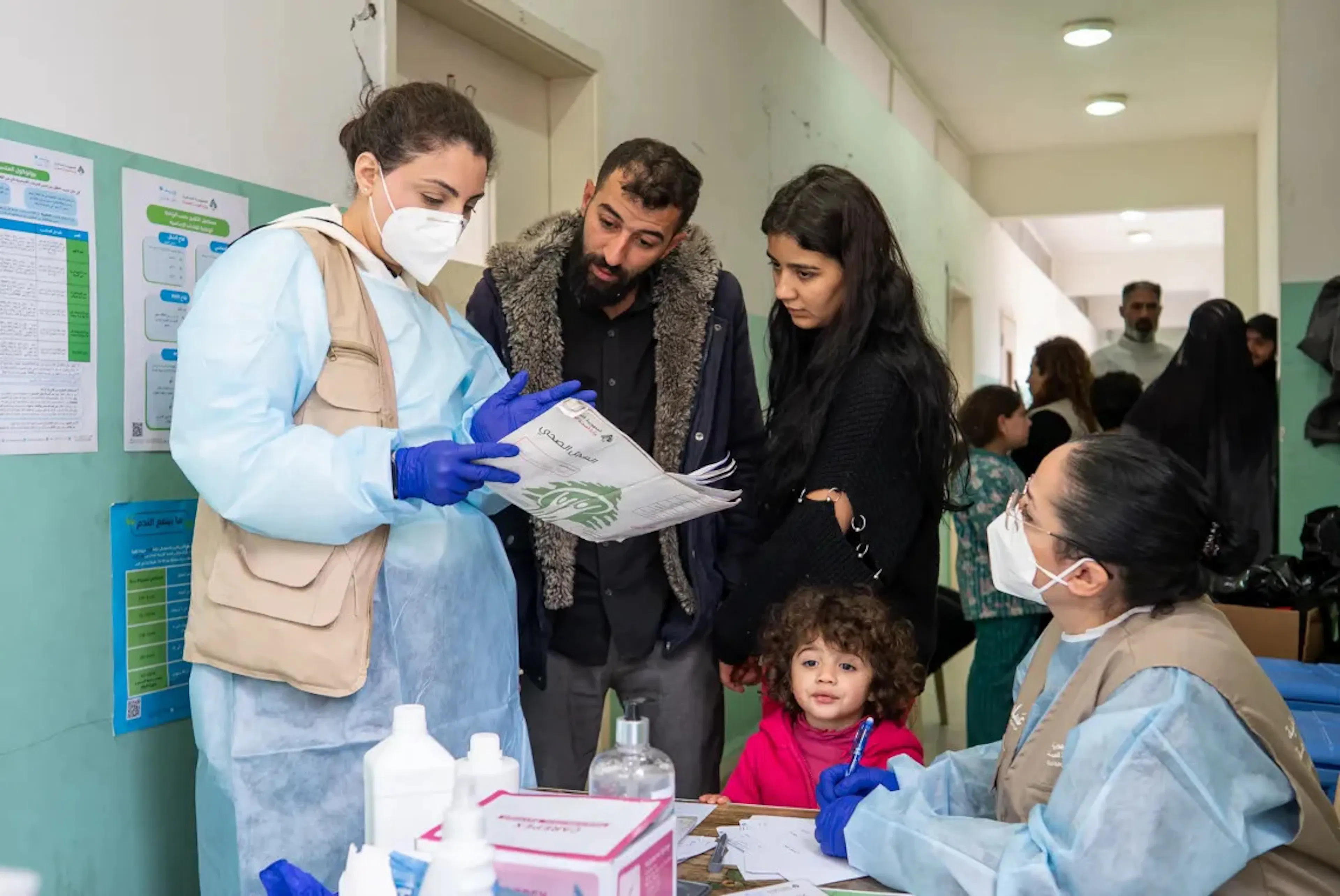 A child in Lebanon receiving a vaccine