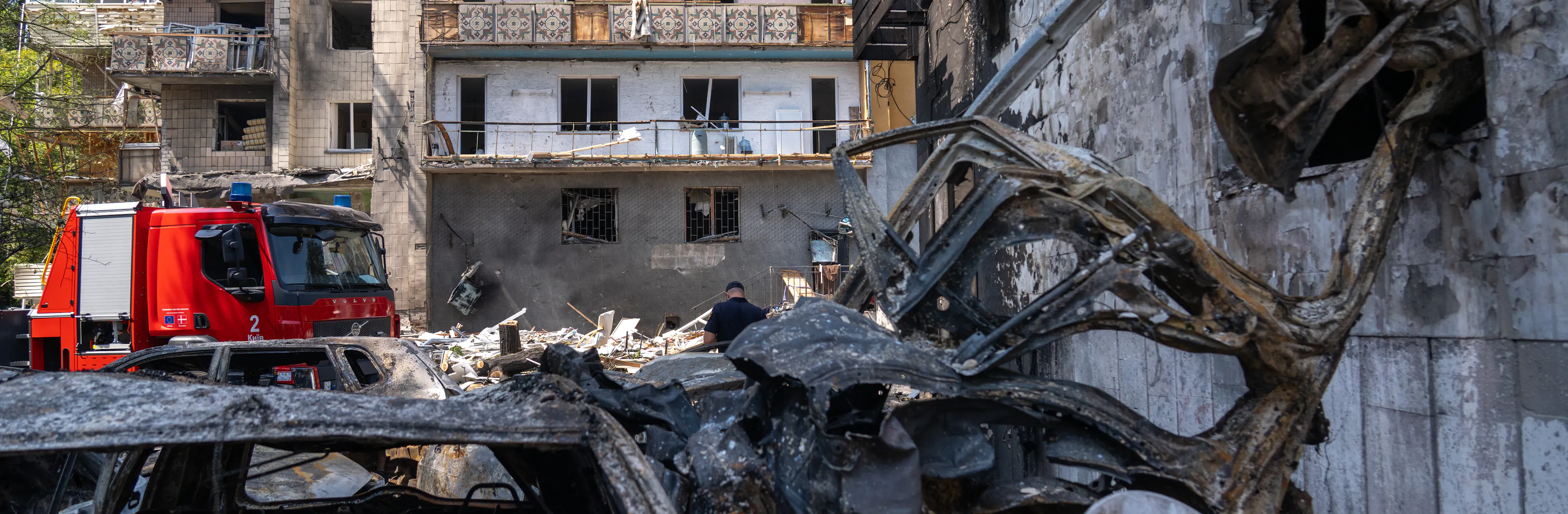 A community in Kyiv city affected by an attack on 19 July 2026.