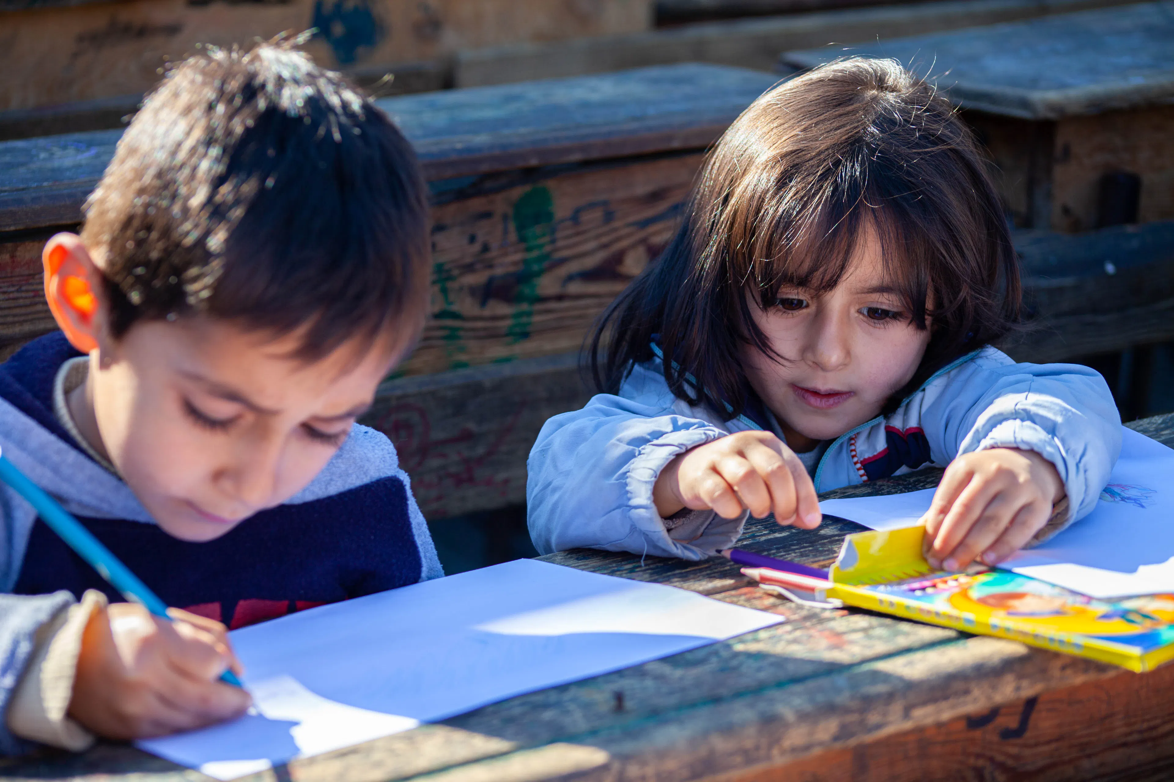 Children drawing together