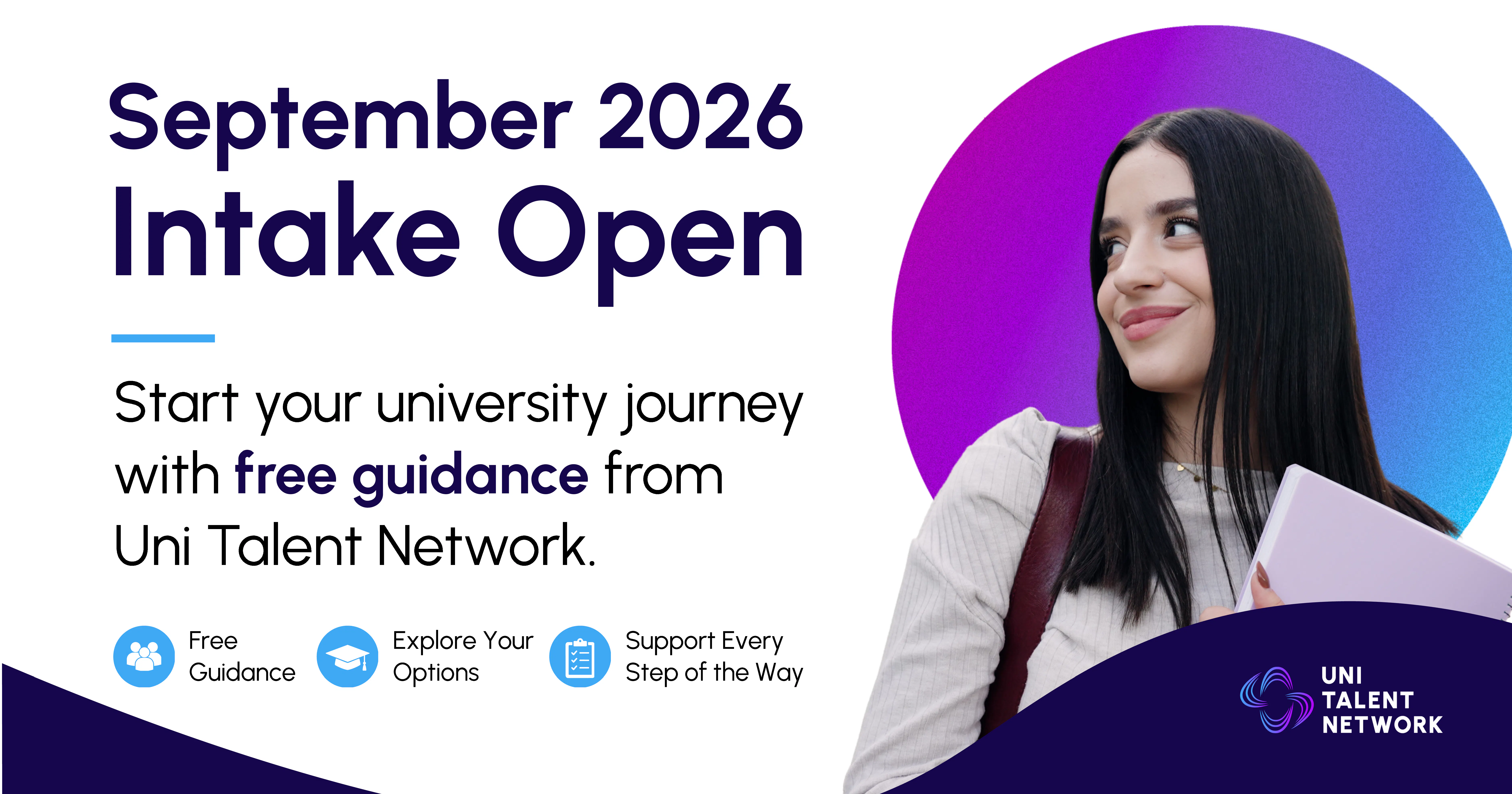 Student exploring university options for the September 2026 intake with Uni Talent Network guidance.