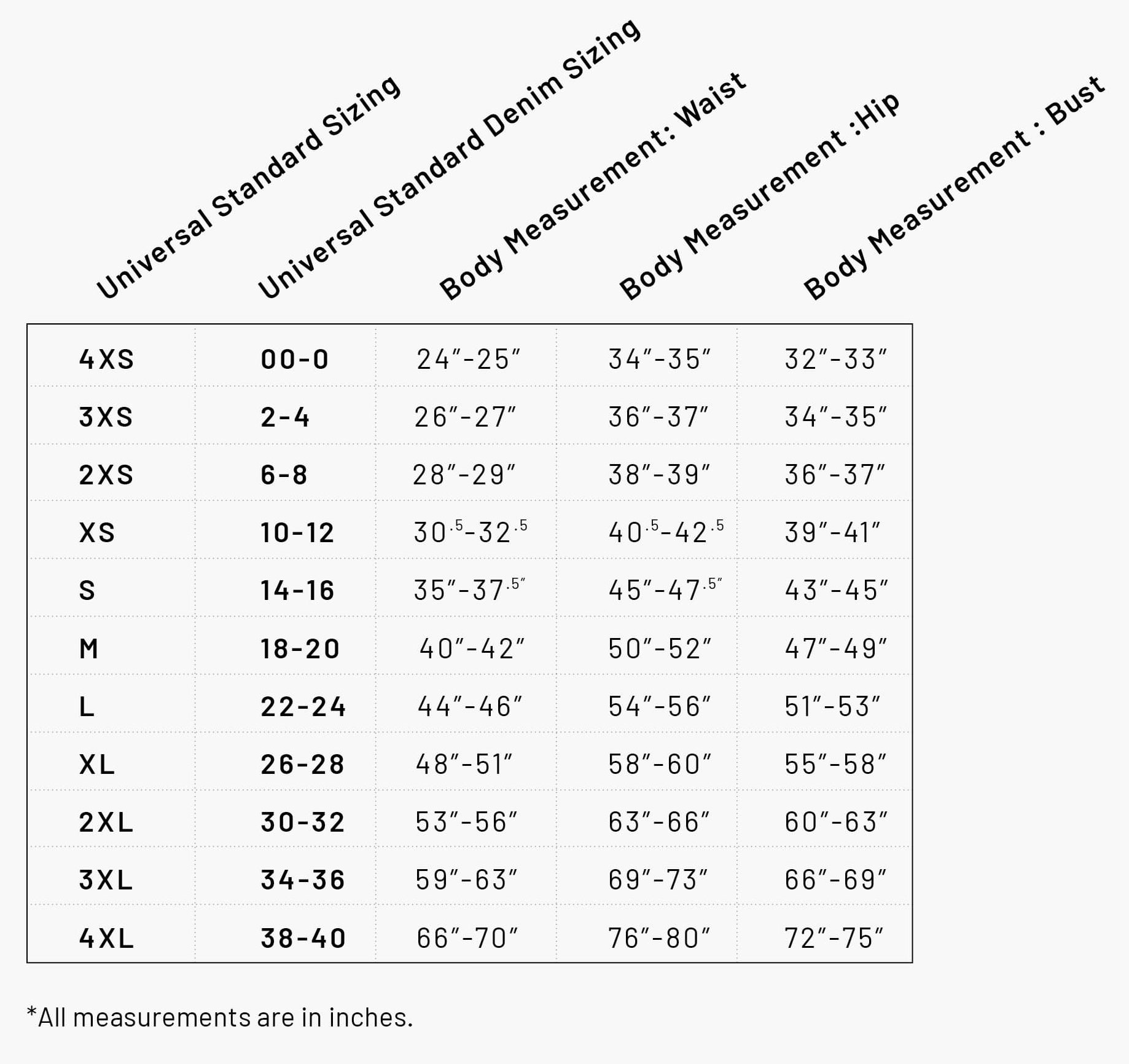 H and 2025 m size guide