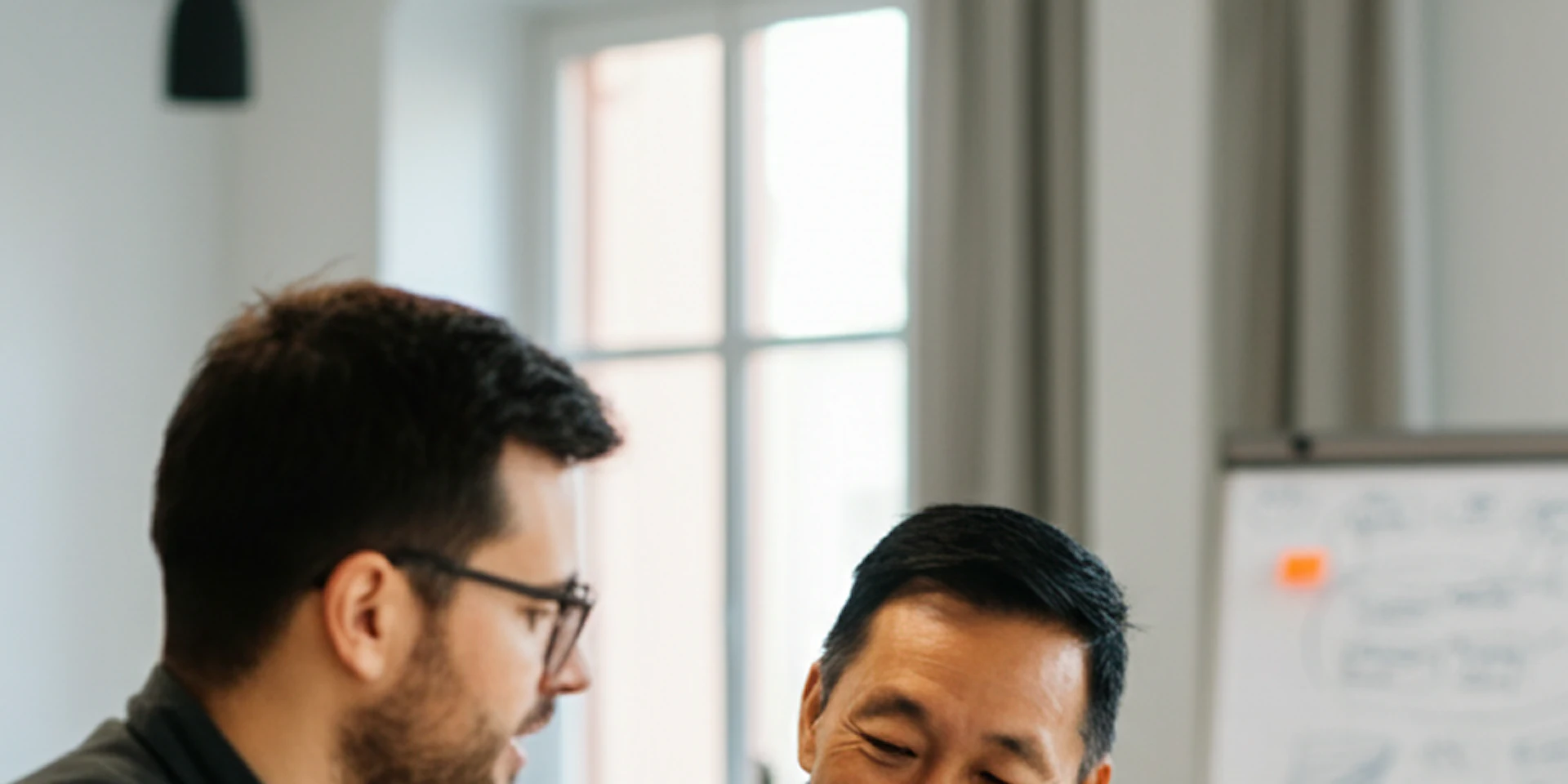 A group of professionals engaged in a collaborative discussion over coffee in a workspace, symbolizing the importance of mental health in the workplace.