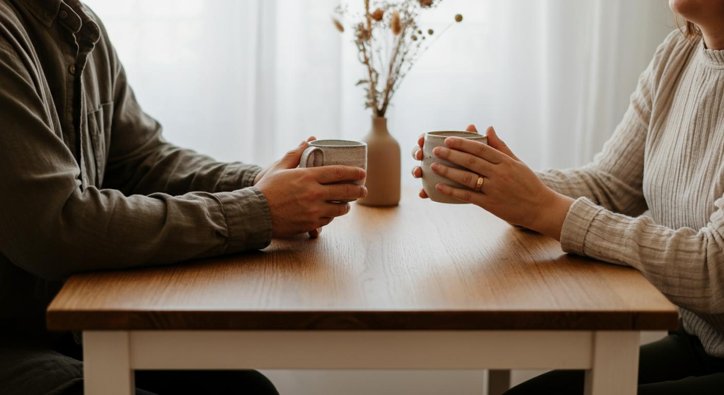 A warm and inviting coffee setting, symbolizing the need for a user-friendly and accessible mental health support system.