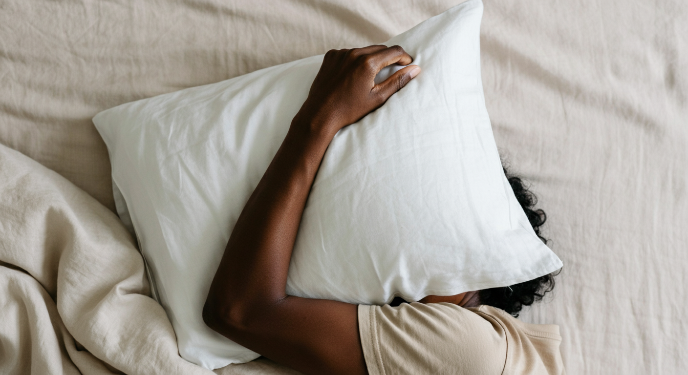 A peaceful indoor scene with a person resting on a bed, symbolizing the importance of relaxation and recovery in workplace mental health.