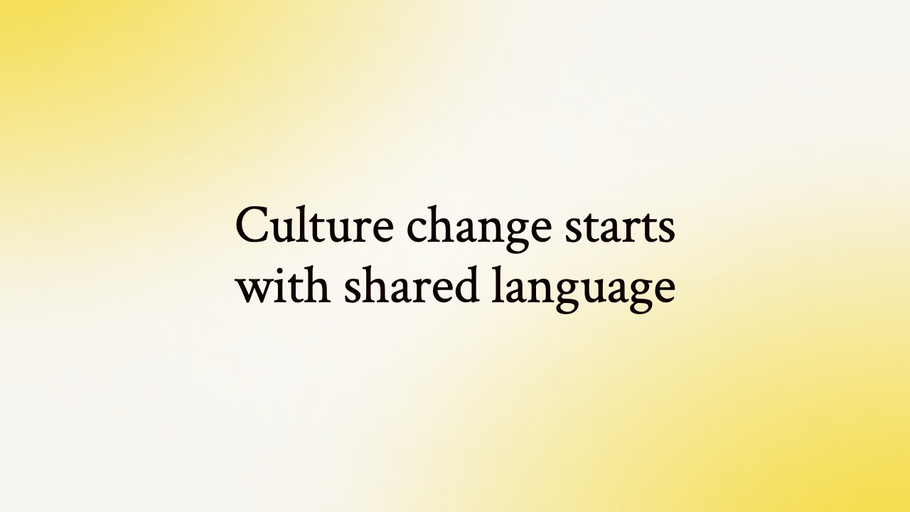 Blog header reading "Culture change starts with shared language" for Unmind's workplace mental health culture glossary