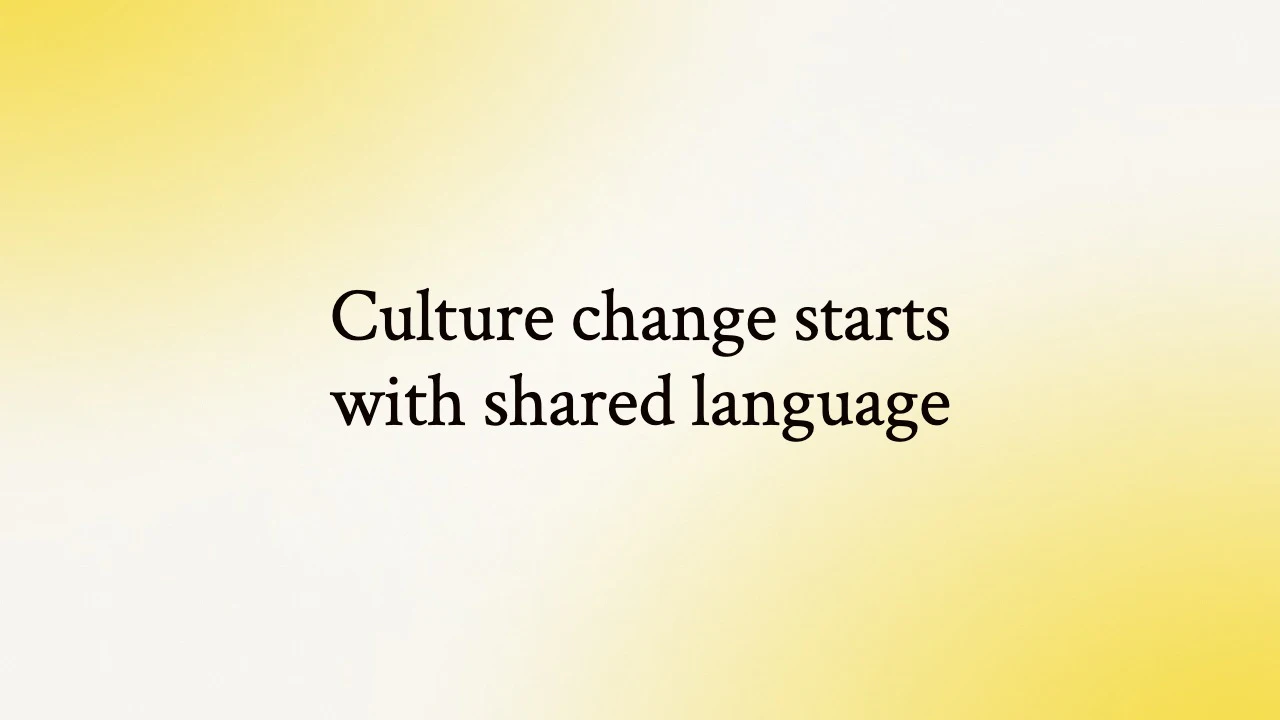 Blog header reading "Culture change starts with shared language" for Unmind's workplace mental health culture glossary
