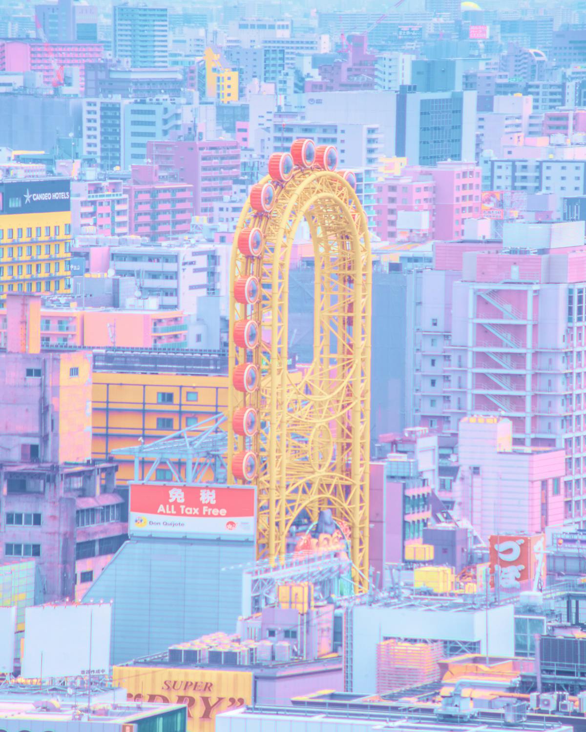 Infrared photography of Osaka Ferris wheel