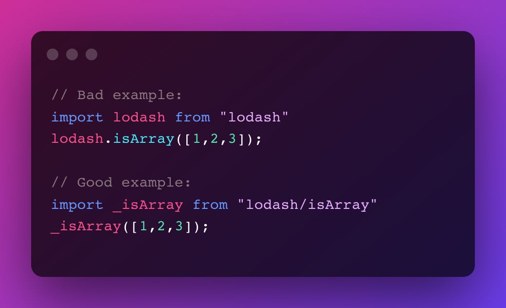 Example of importing a particular Lodash function