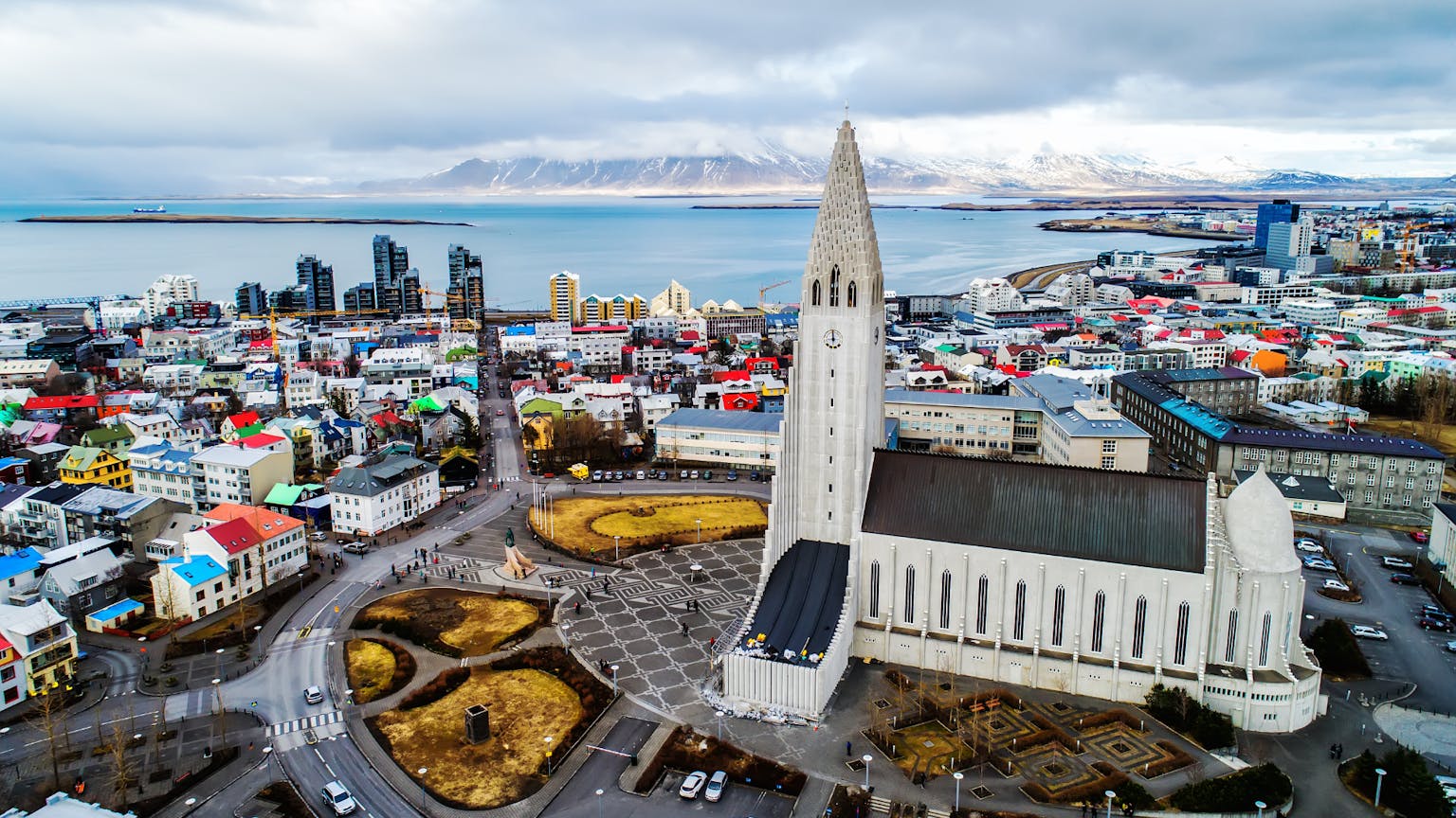Skólavörðuholt séð úr lofti