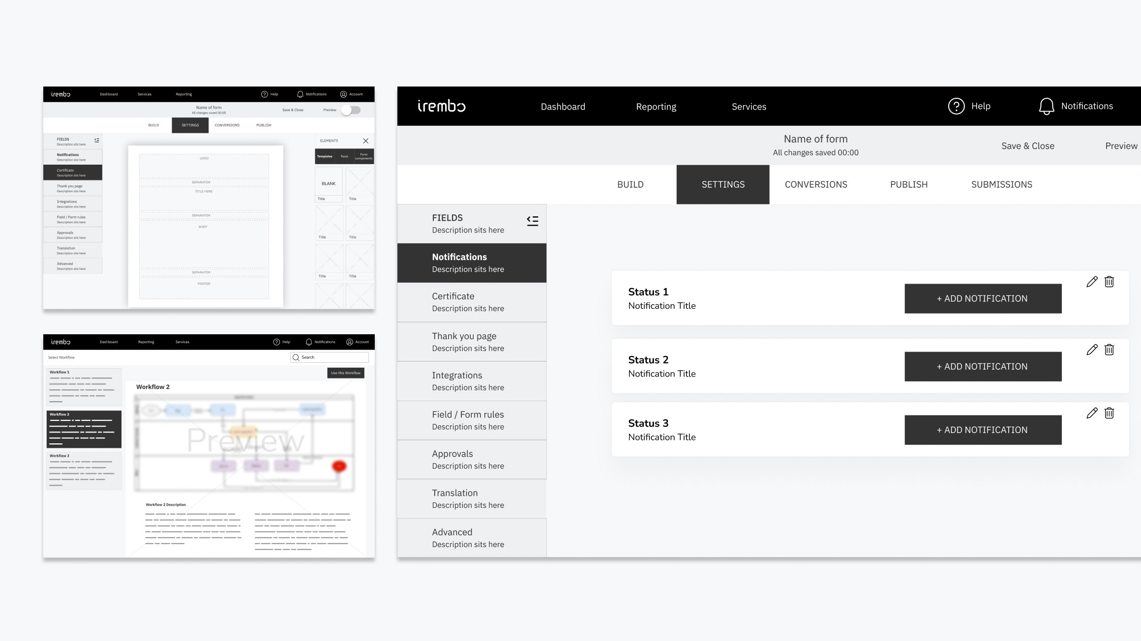 Self build service wireframes