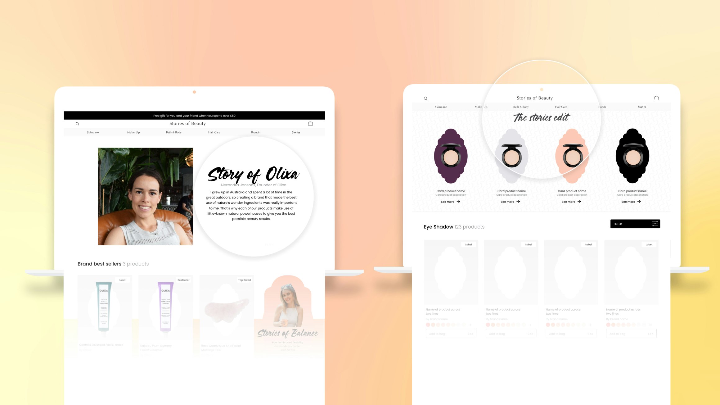 Shop by founder stories & Shop by curation