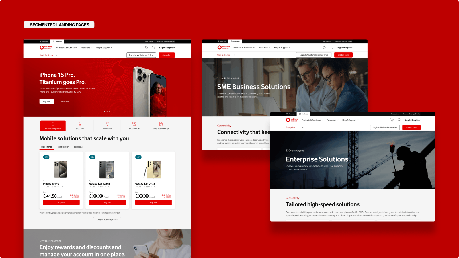 Segmented landing pages