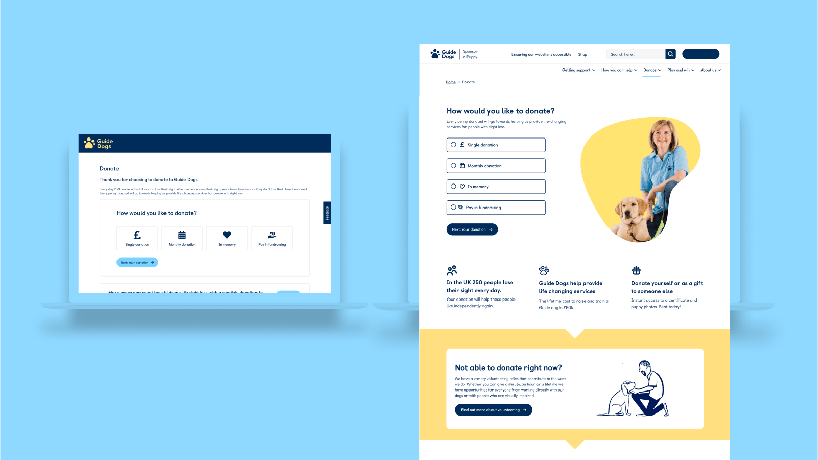 Donation page - Before & After