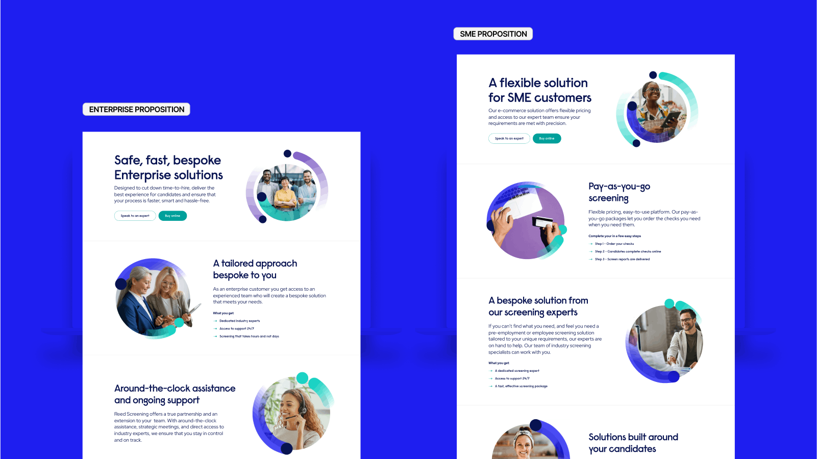 Enterprise & SME proposition pages