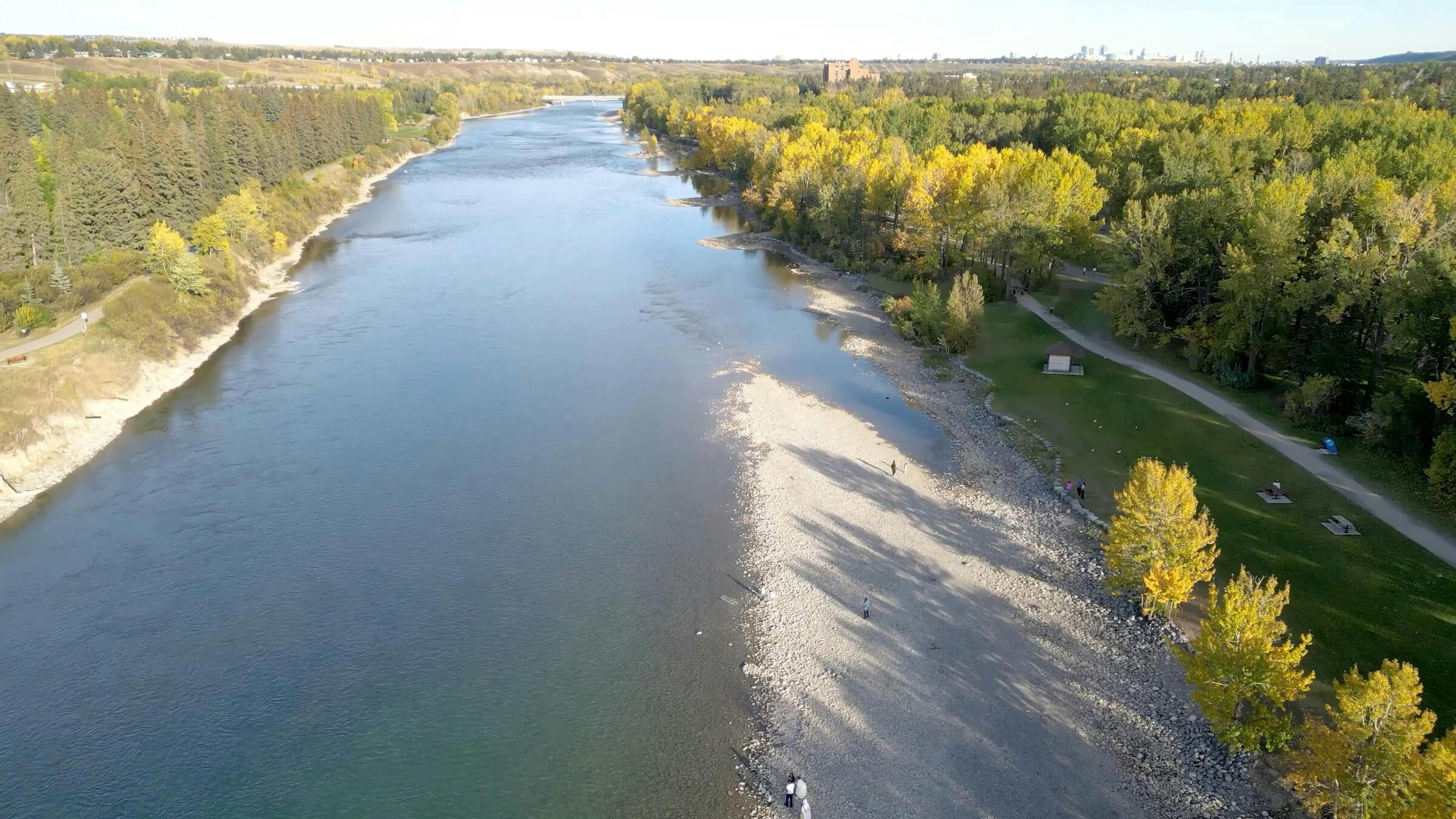 Aerial river view in Calgary