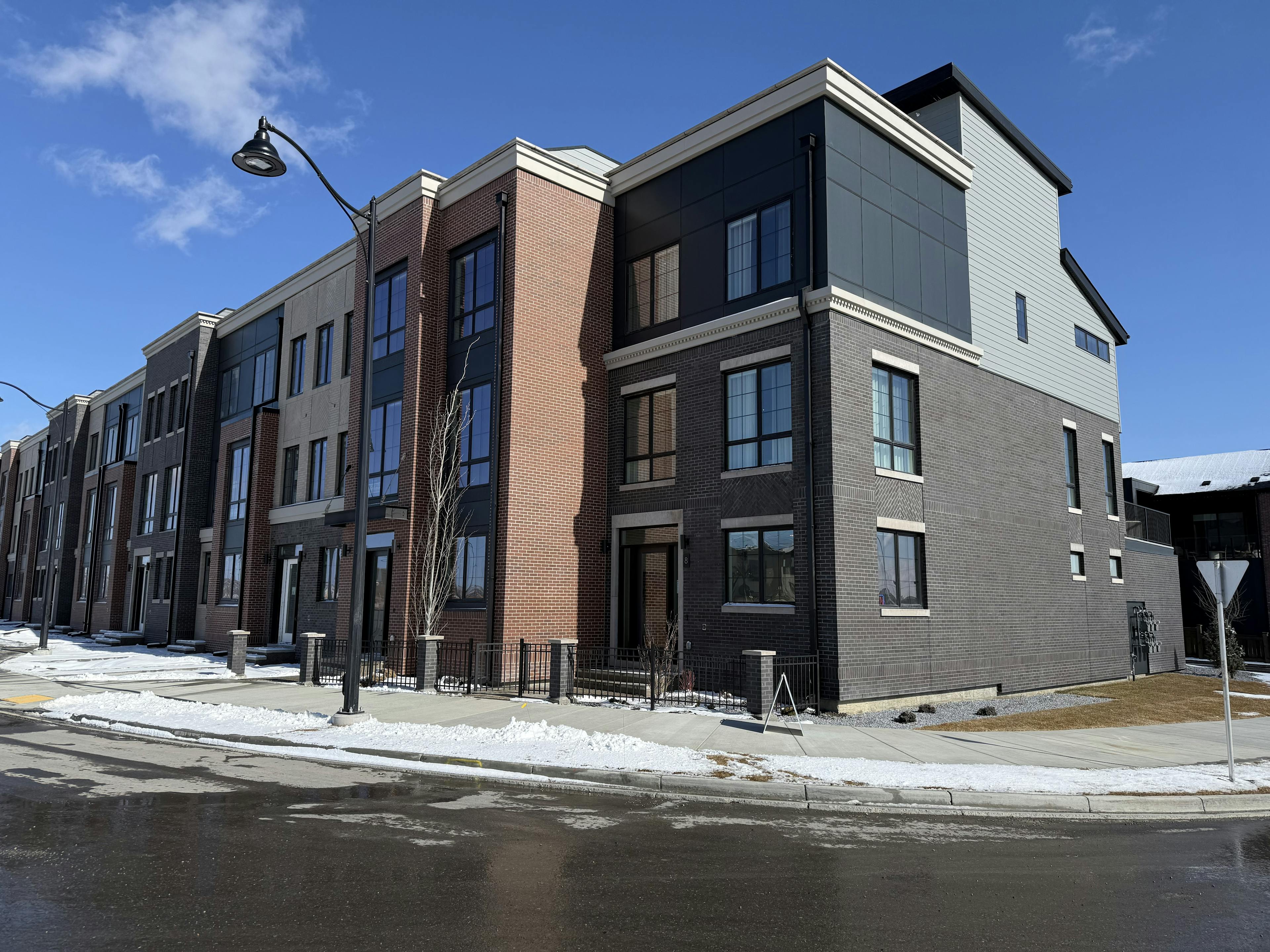 Exterior view of the Modern Brownstones Townhomes