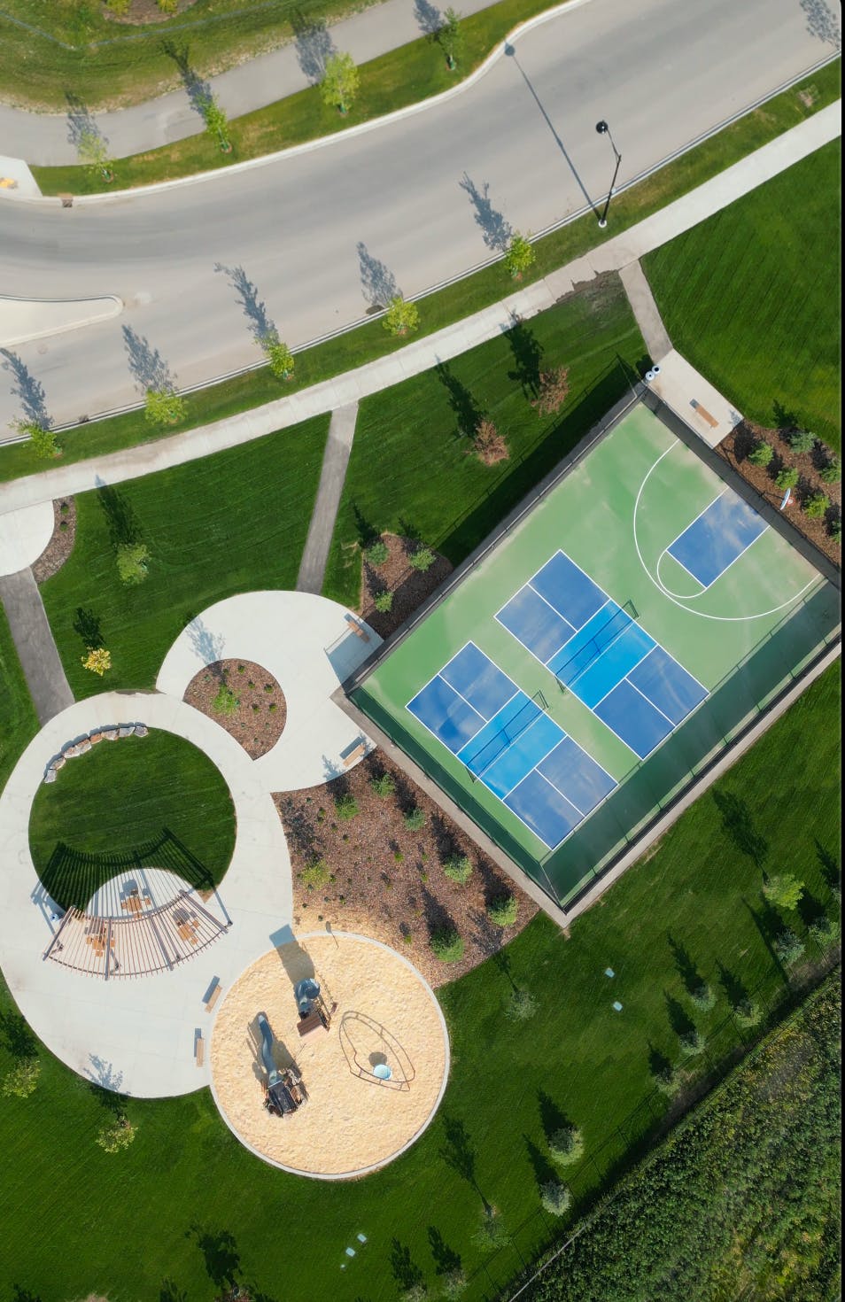 Aerial View of the Pickleball court at Upper Greenwich