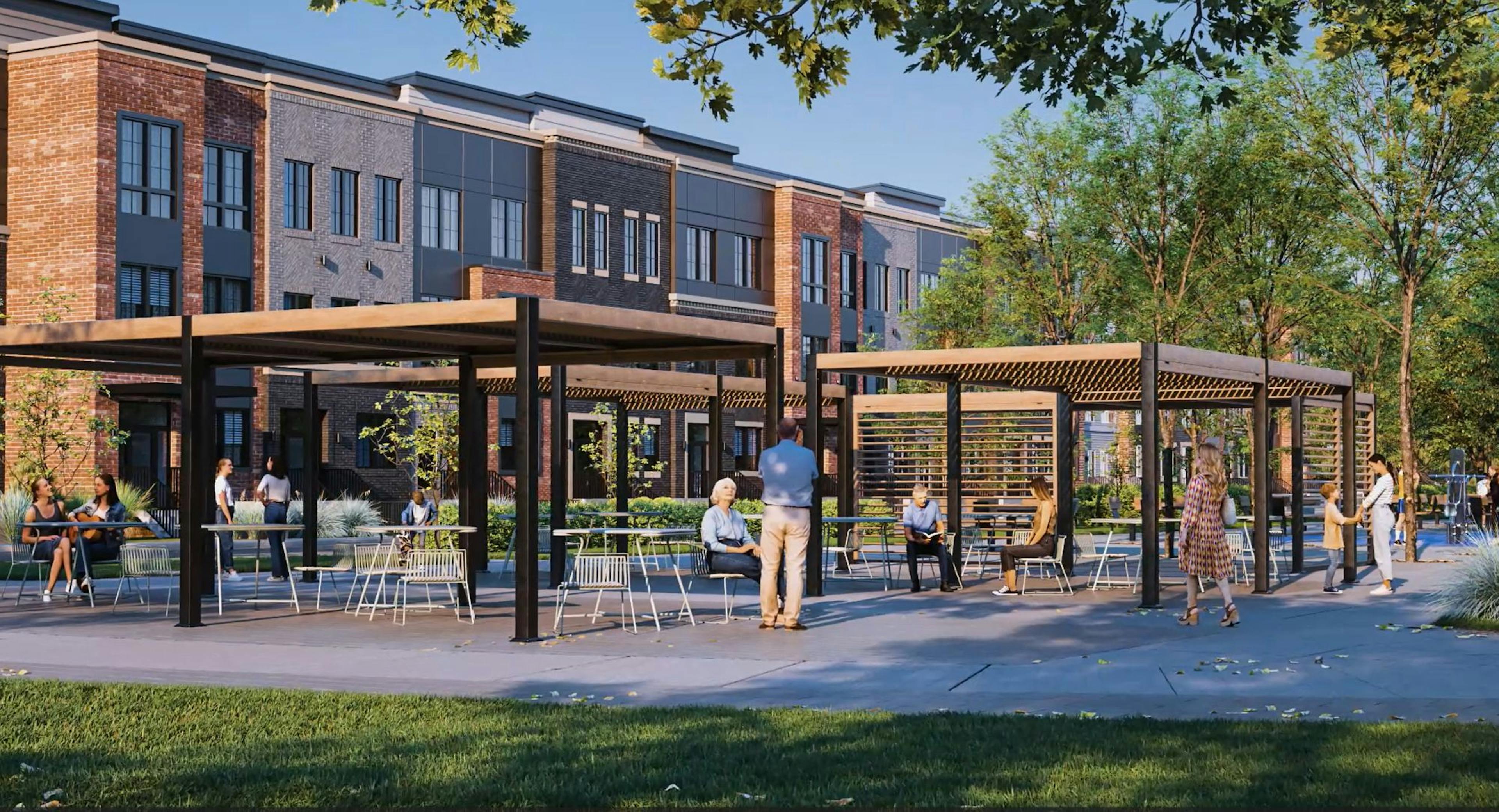 Upper Greenwich public gathering, picnic tables