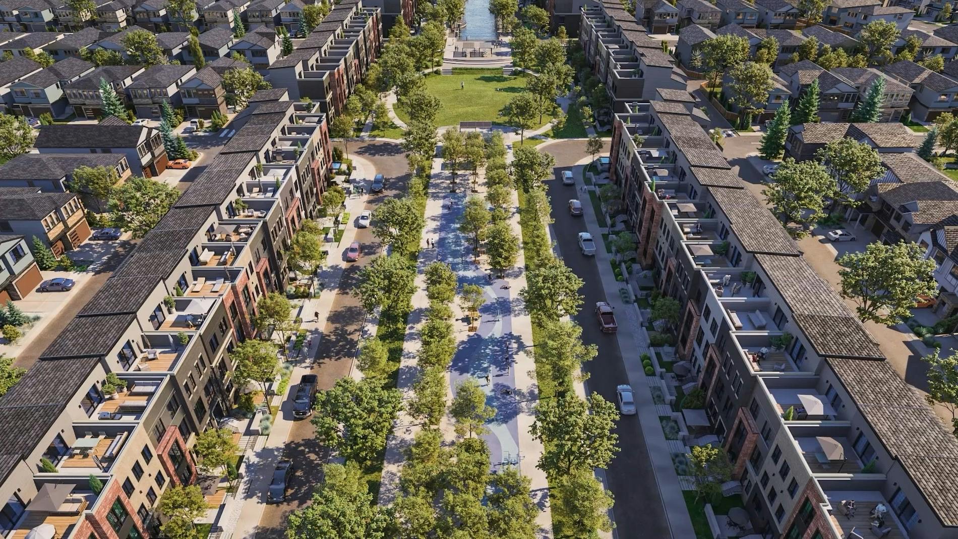 Aerial photo of Upper Greenwich community in Calgary.