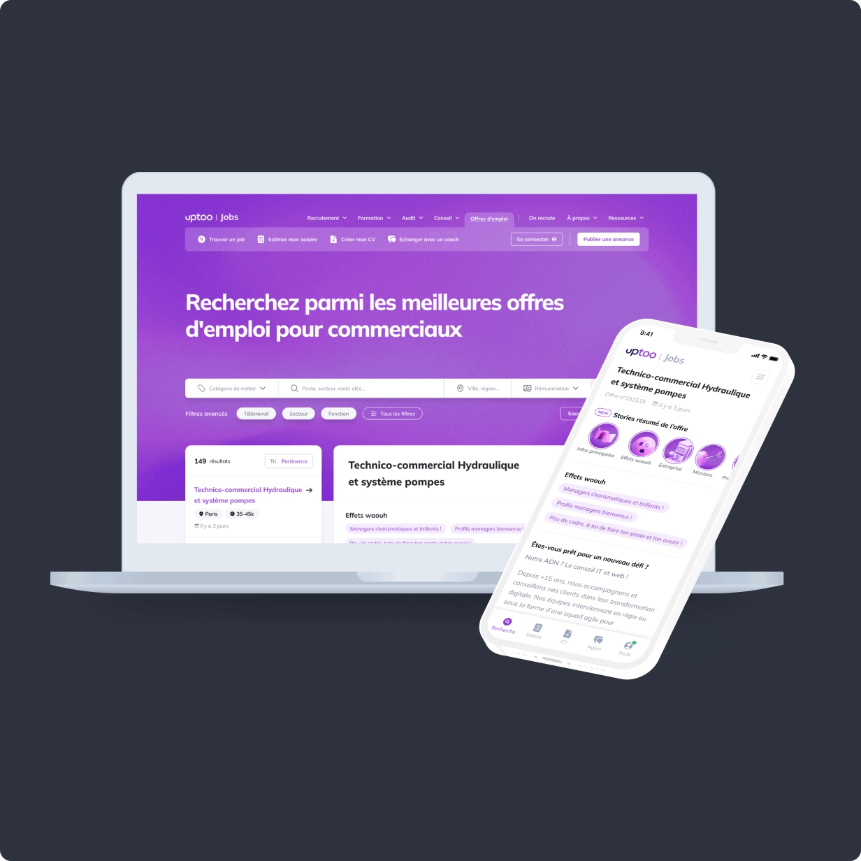 Uptoo Jobs, le 1er site d'emploi des commerciaux