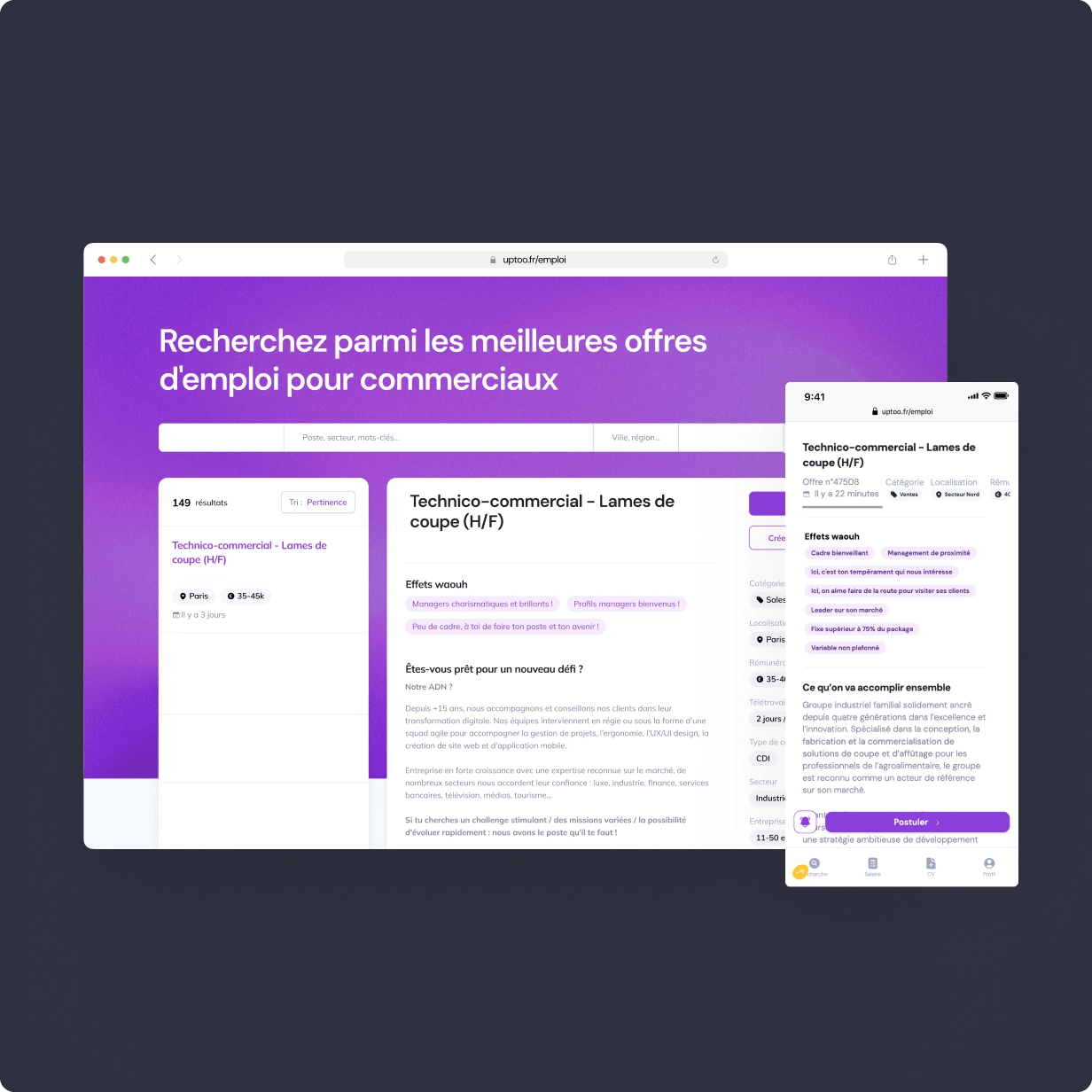 site d'emploi pour commerciaux uptoo jobs