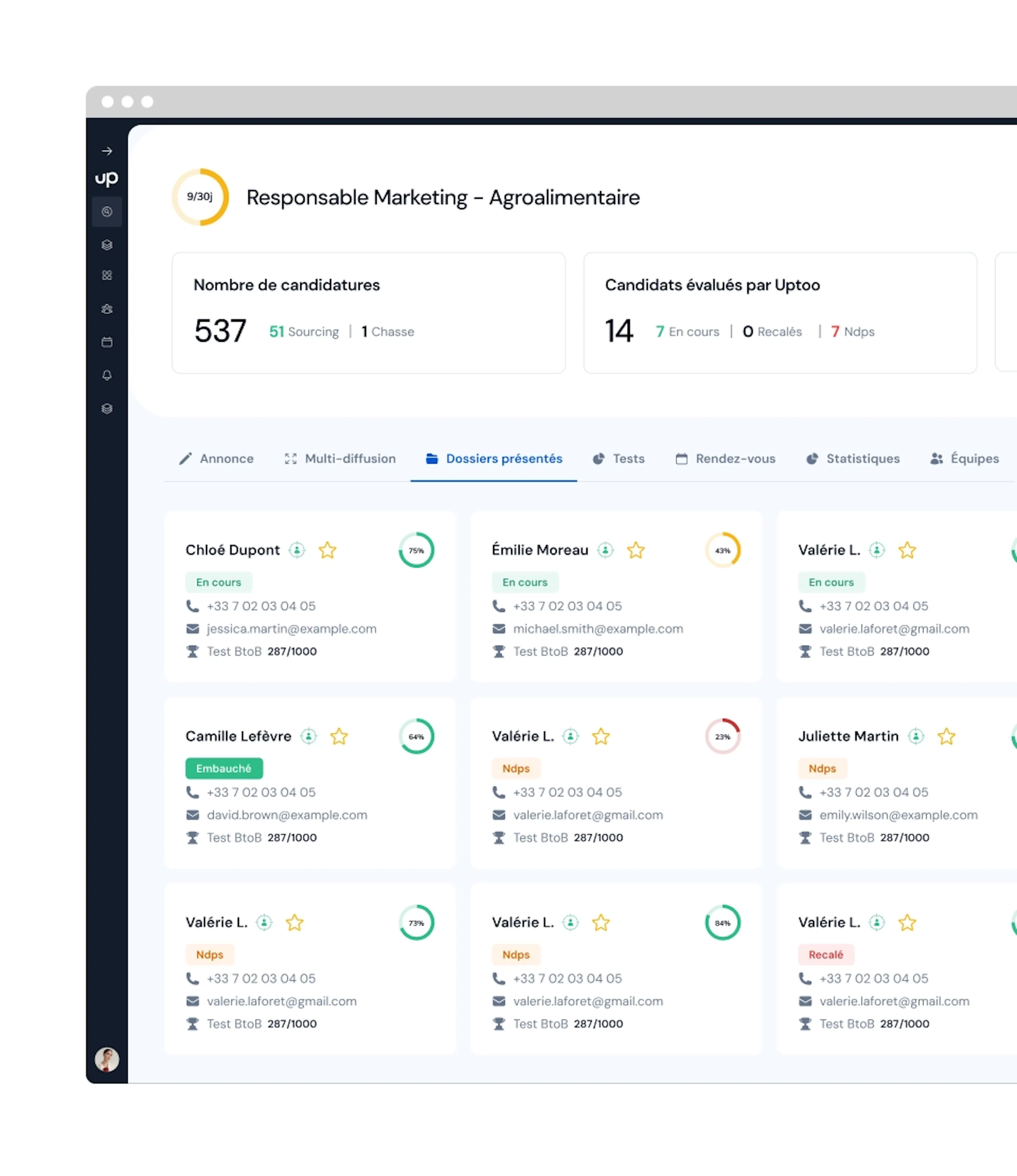 centralisation des candidatures au même endroit