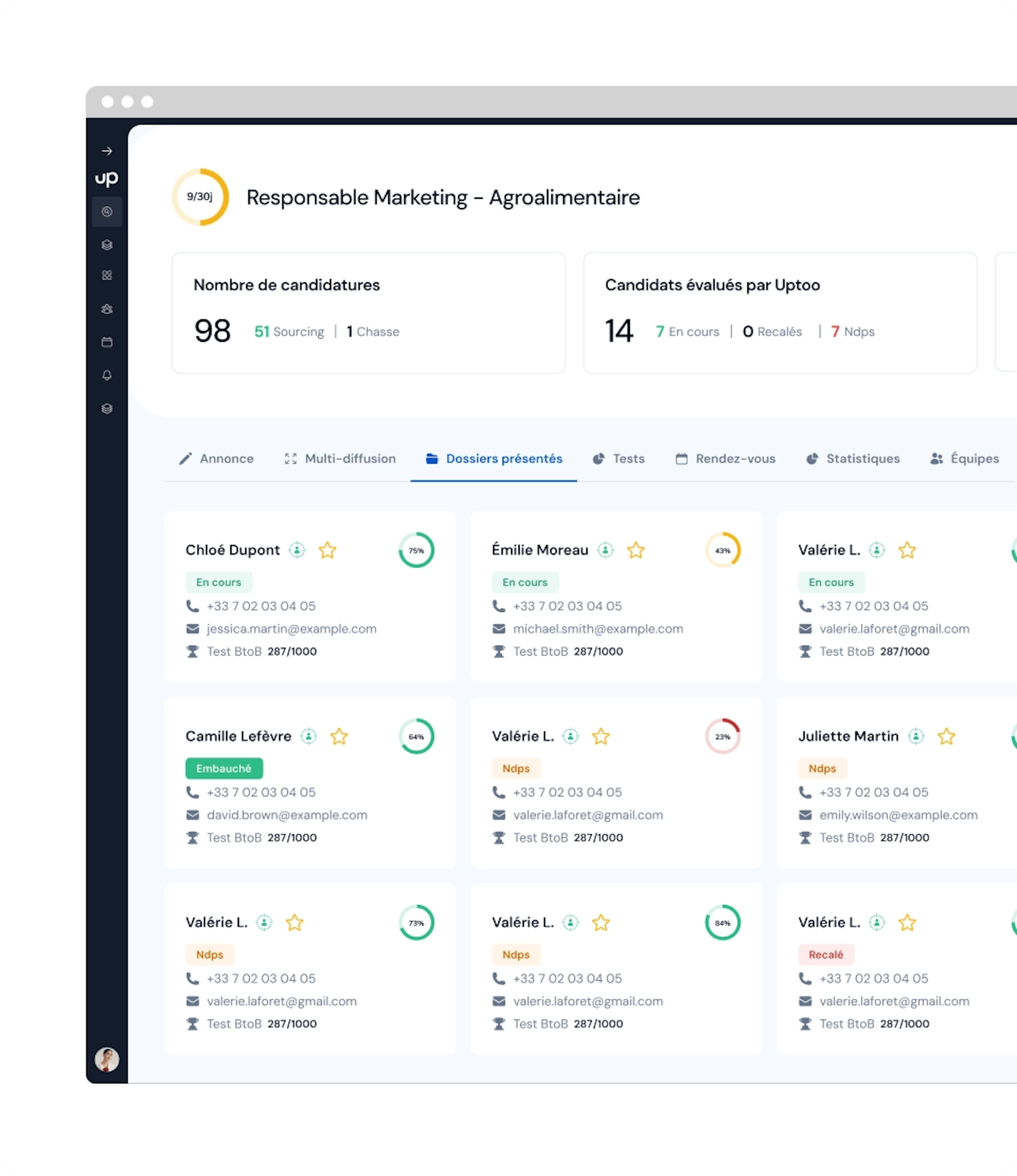 listing candidat sur notre plateforme de recrutement