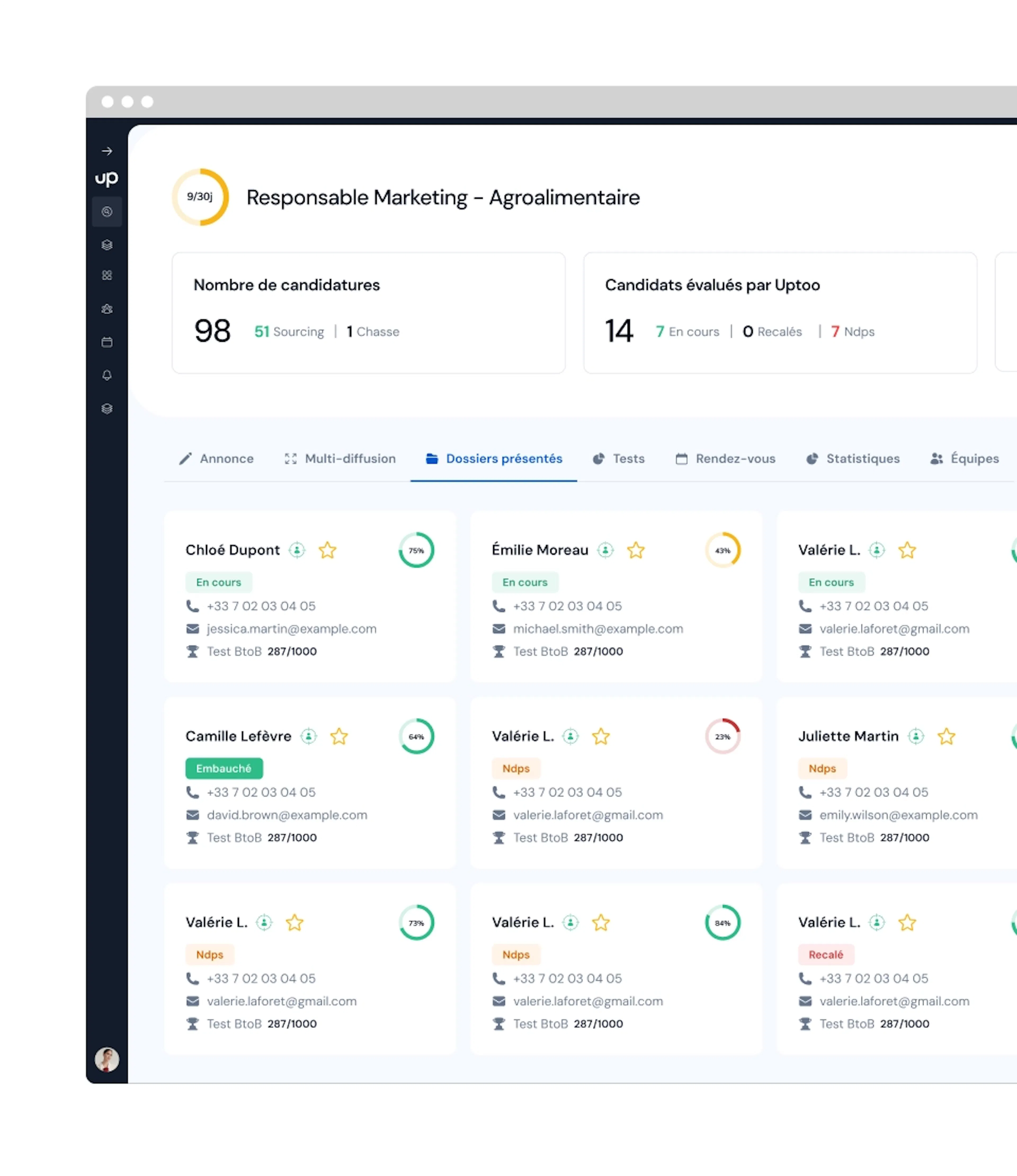 listing candidat sur notre plateforme de recrutement