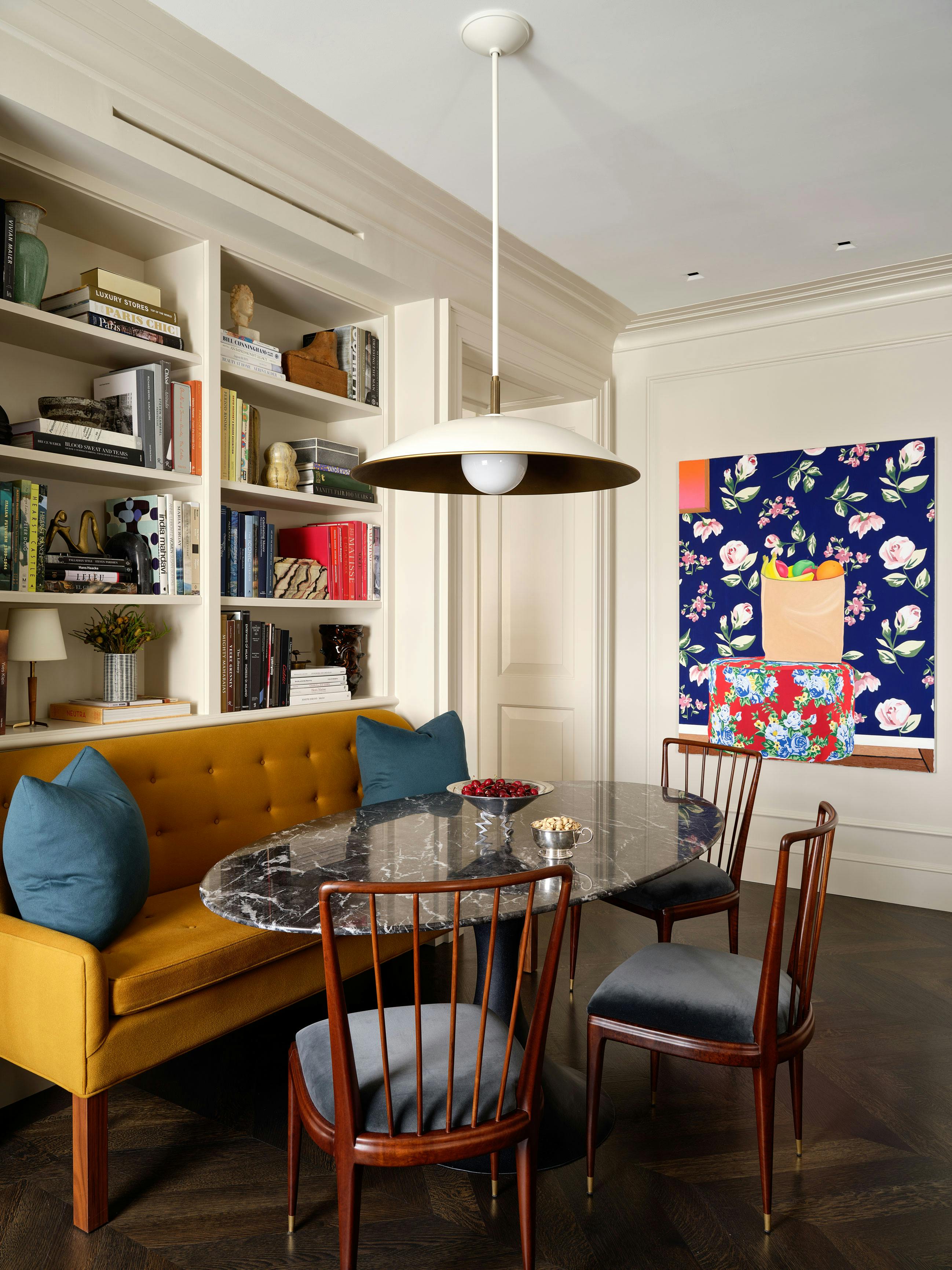 Dome shown in UECo. Signature Color Alabaster White paint selection finish with antique gilt interior and antique gilt accents. Interiors by Kelly Rosen Design. Photography by Sean Litchfield.