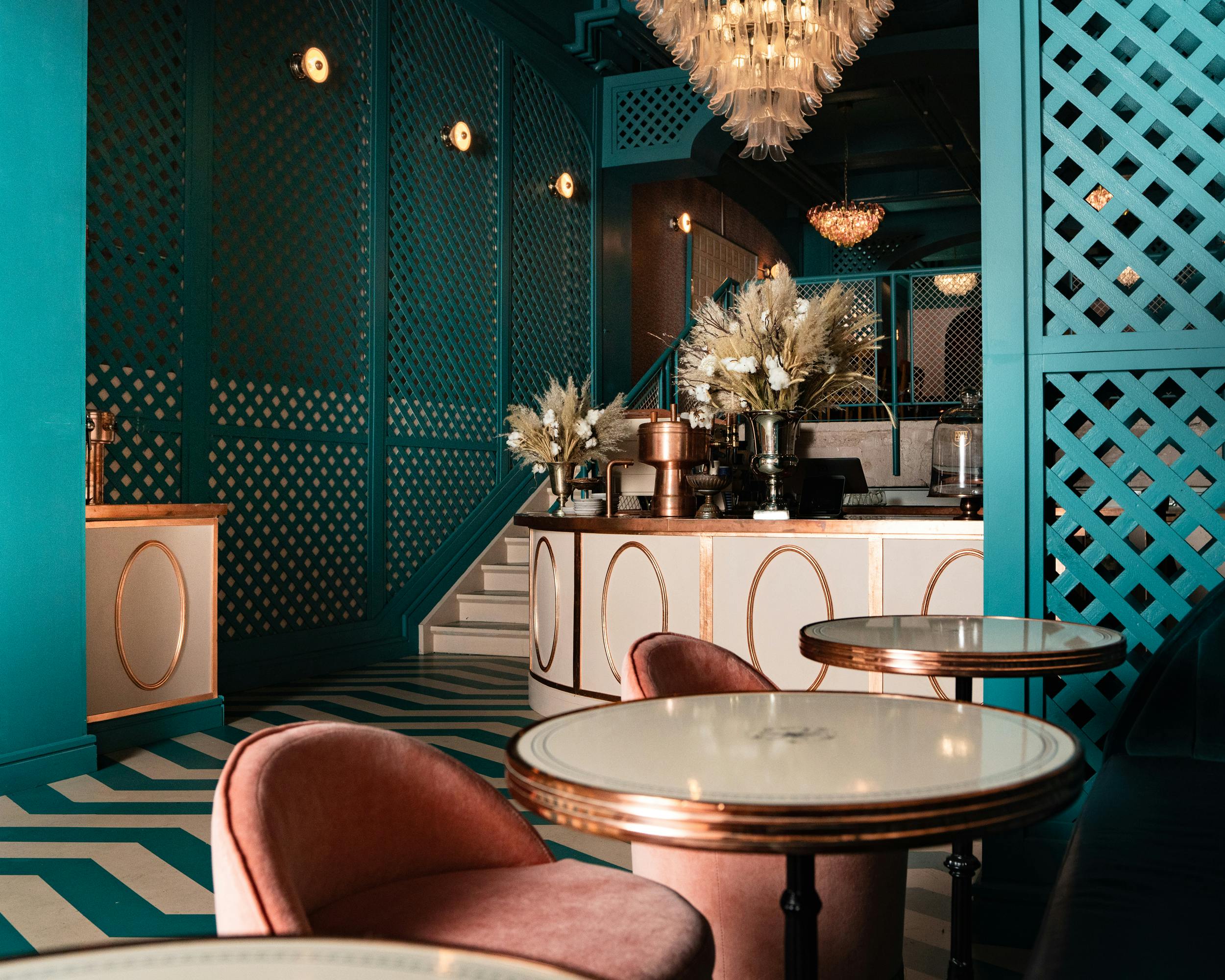 Punch shown in polished nickel with bronze accents. Interiors by Ken Fulk  as seen in Felix Roasting Co., New York, NY. Photography by Reagan Petrehn.