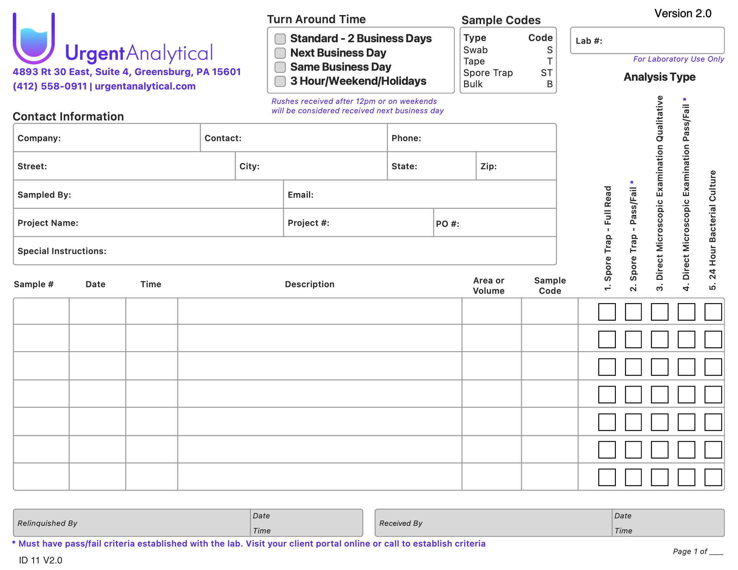 Version 2.0 of the Chain of Custody