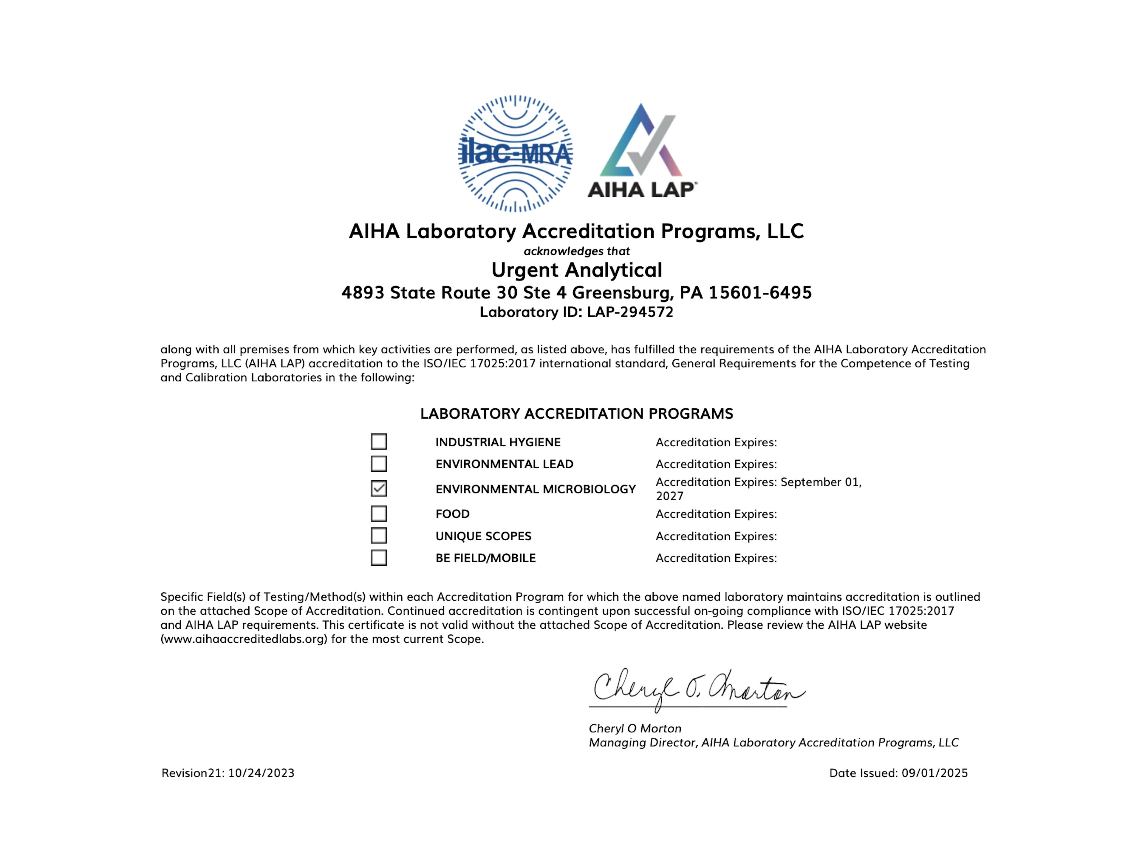Preview of the LAP Accreditation Certificate