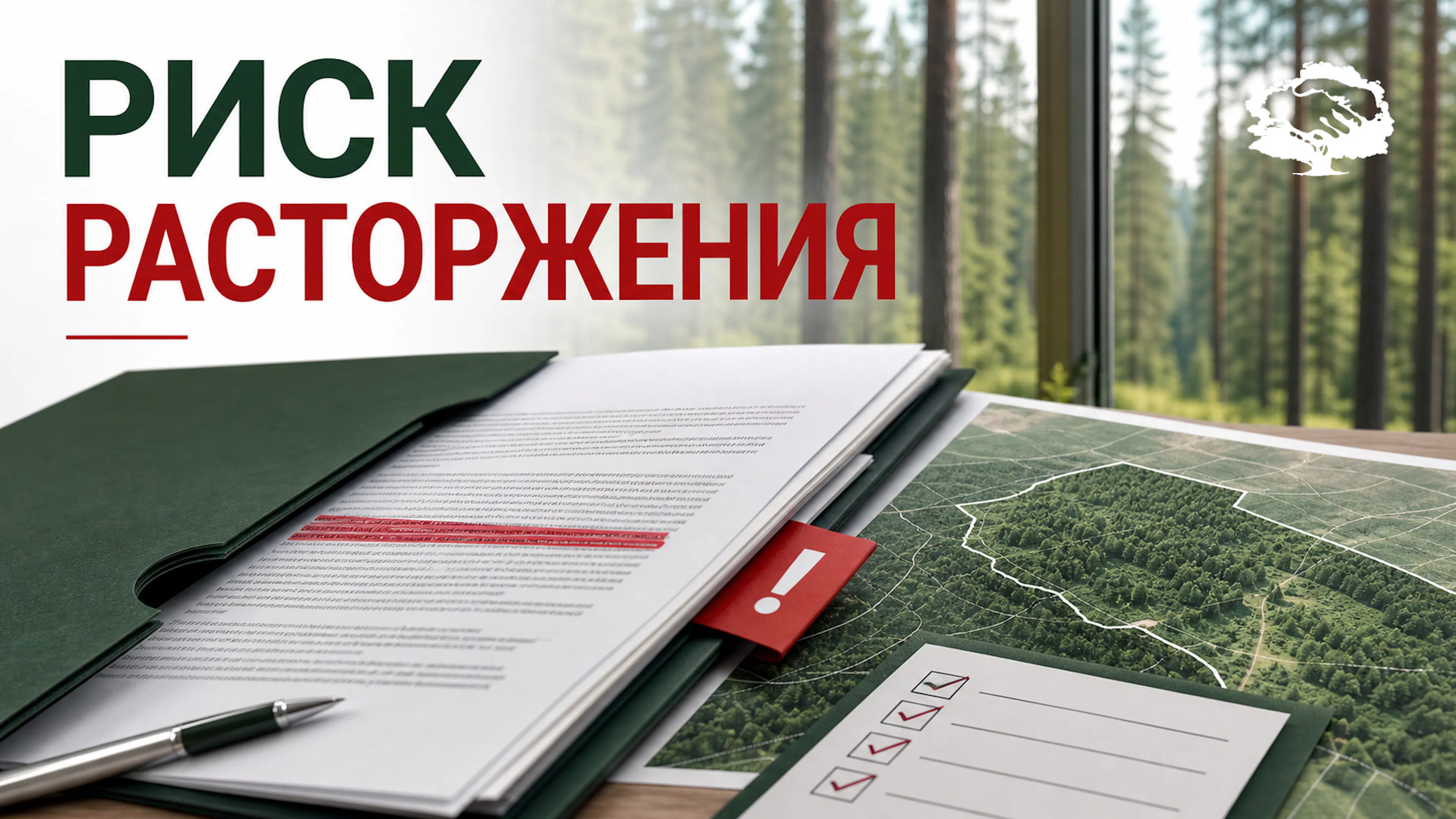 Документы по аренде лесного участка, претензия и карта участка на столе лесного специалиста.