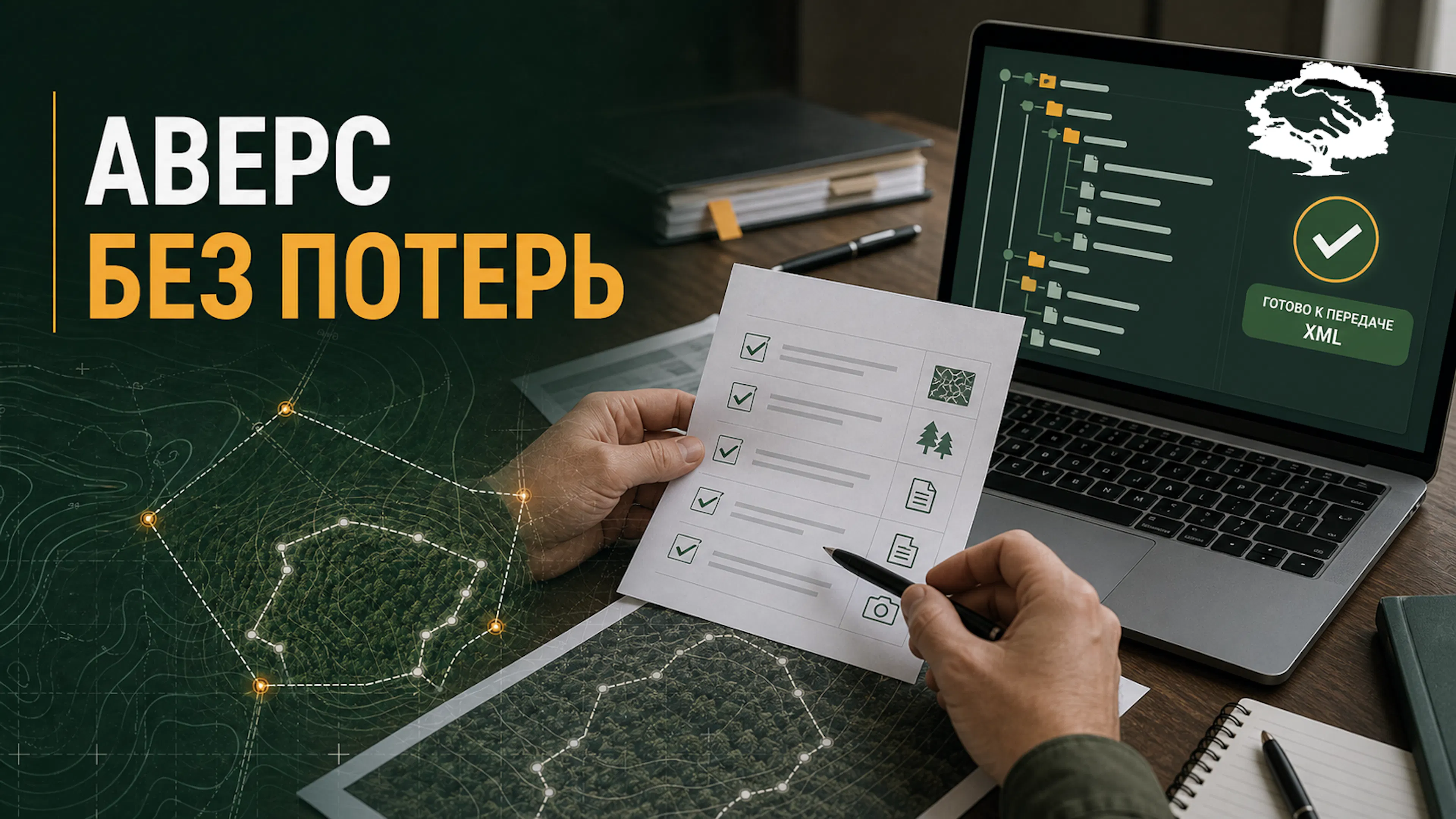 Рабочий экран с лесной декларацией, XML-файлом и проверкой данных перед выгрузкой.