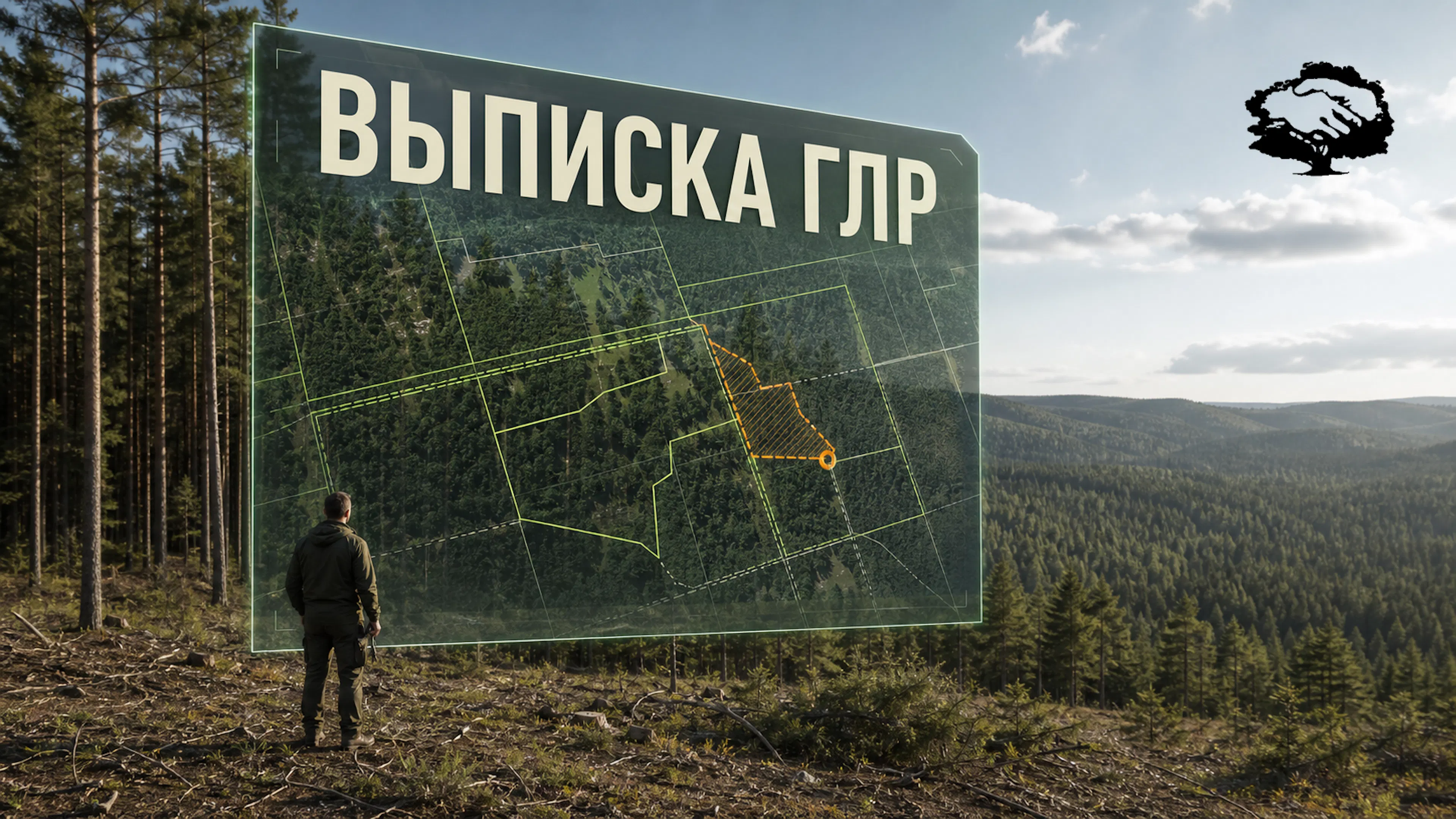 Экран с картой лесного участка и слоями для проверки выписки из ГЛР.