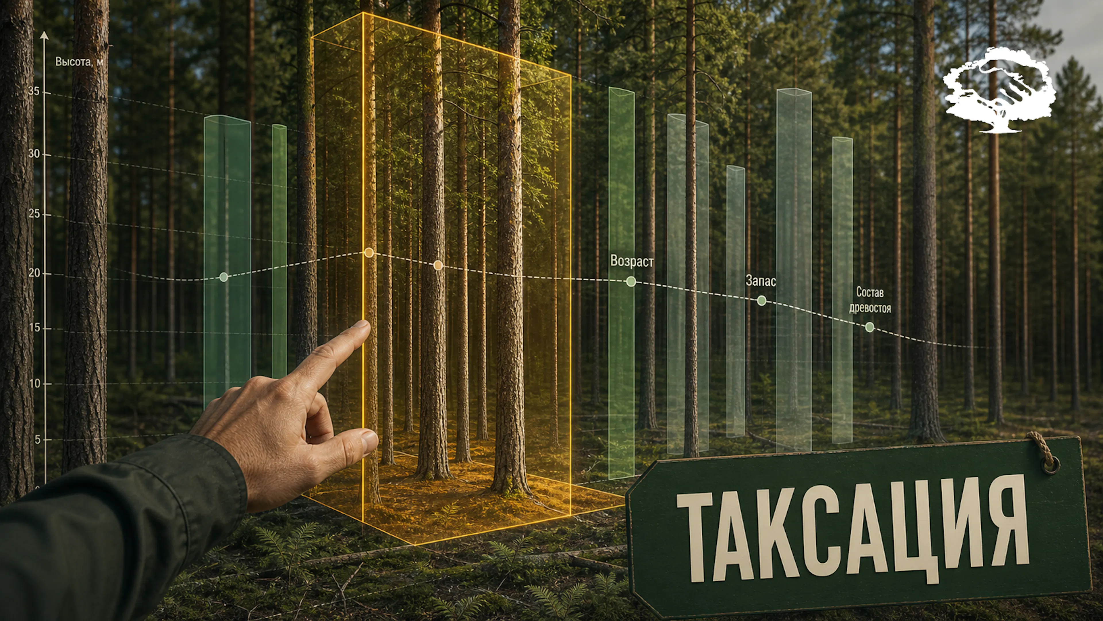 Полевой осмотр лесного участка и проверка таксационных характеристик перед проектом.