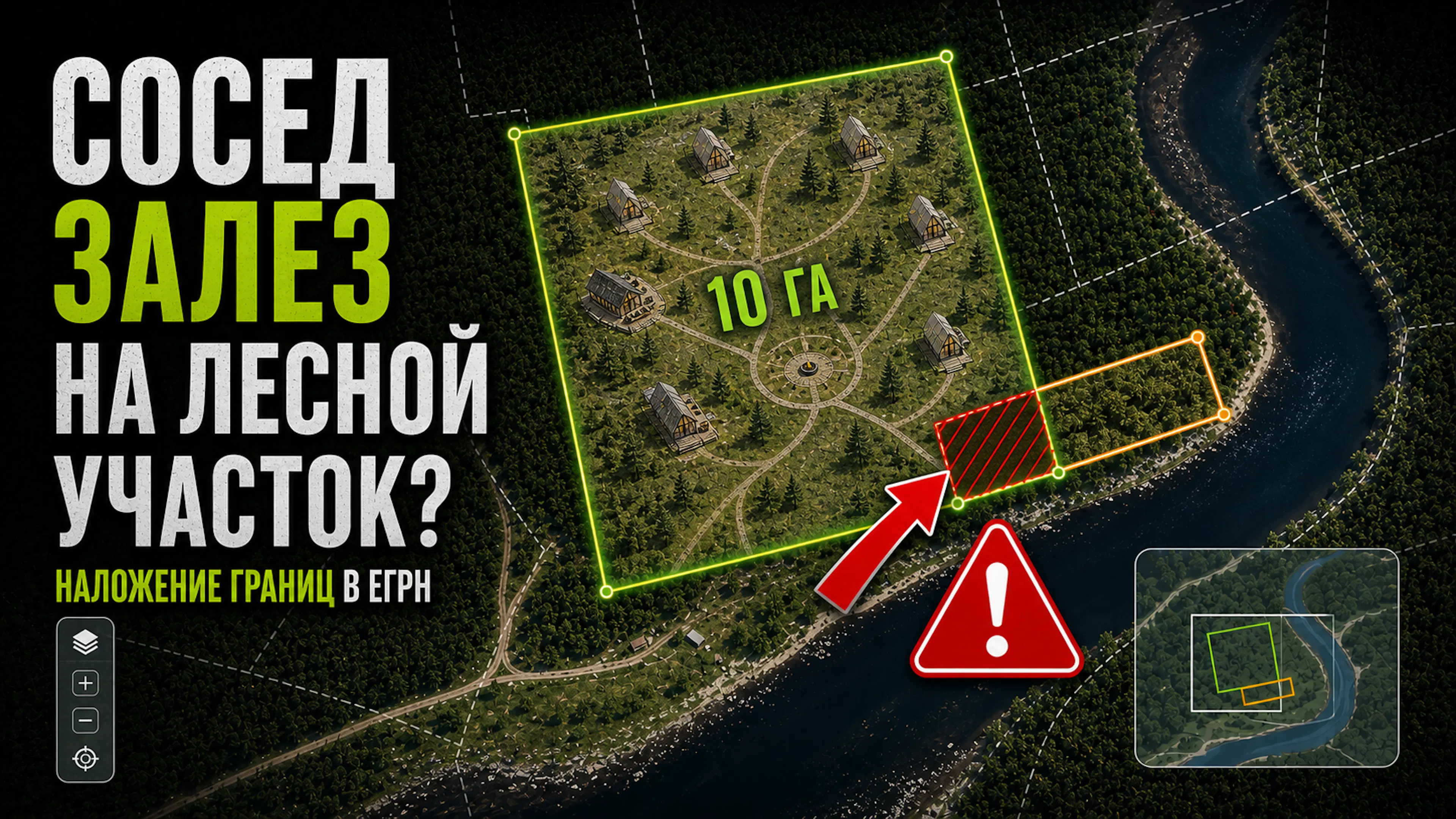 Схема наложения соседнего участка на лесной участок арендатора