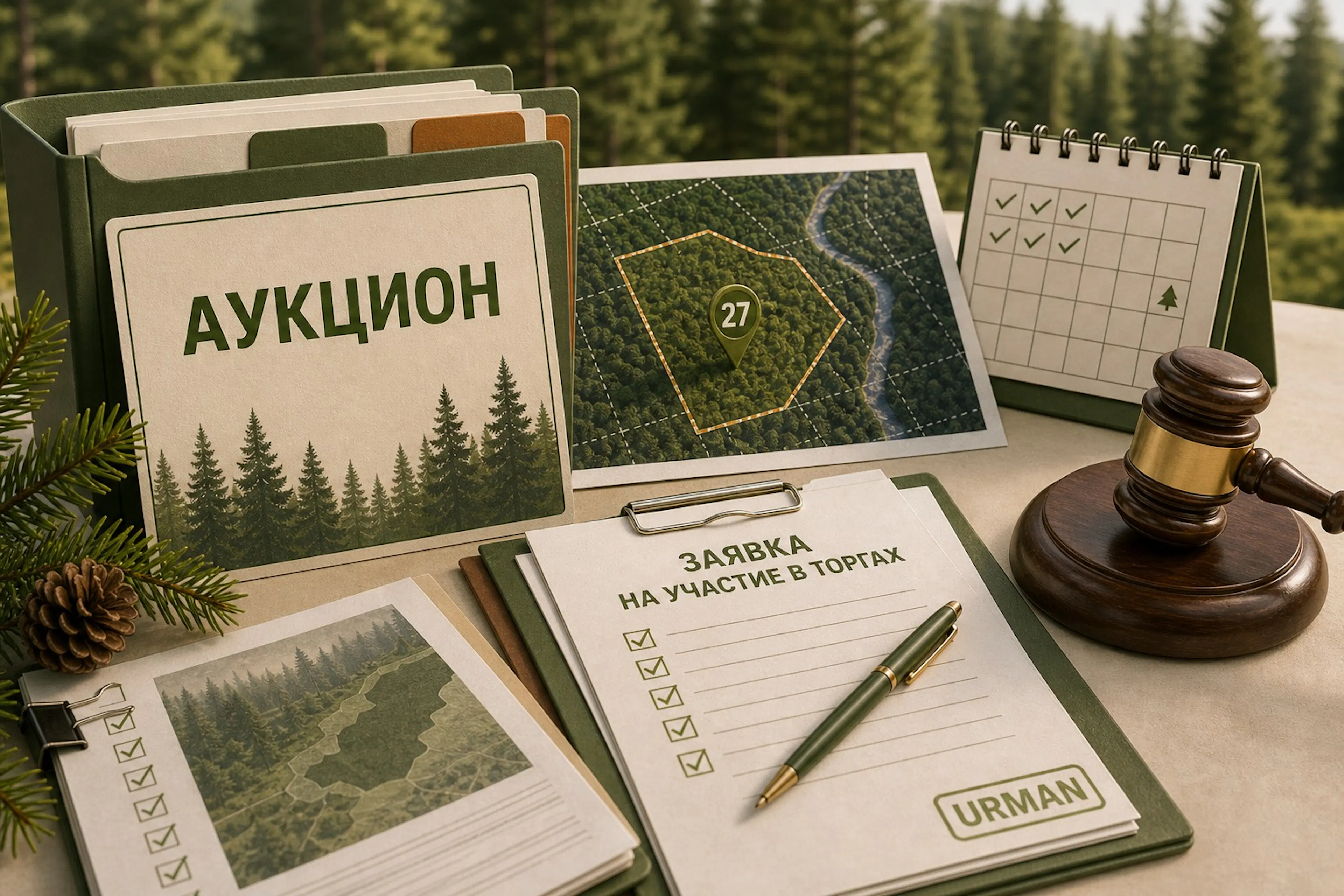 Аукцион на аренду лесного участка, заявка и карта лота