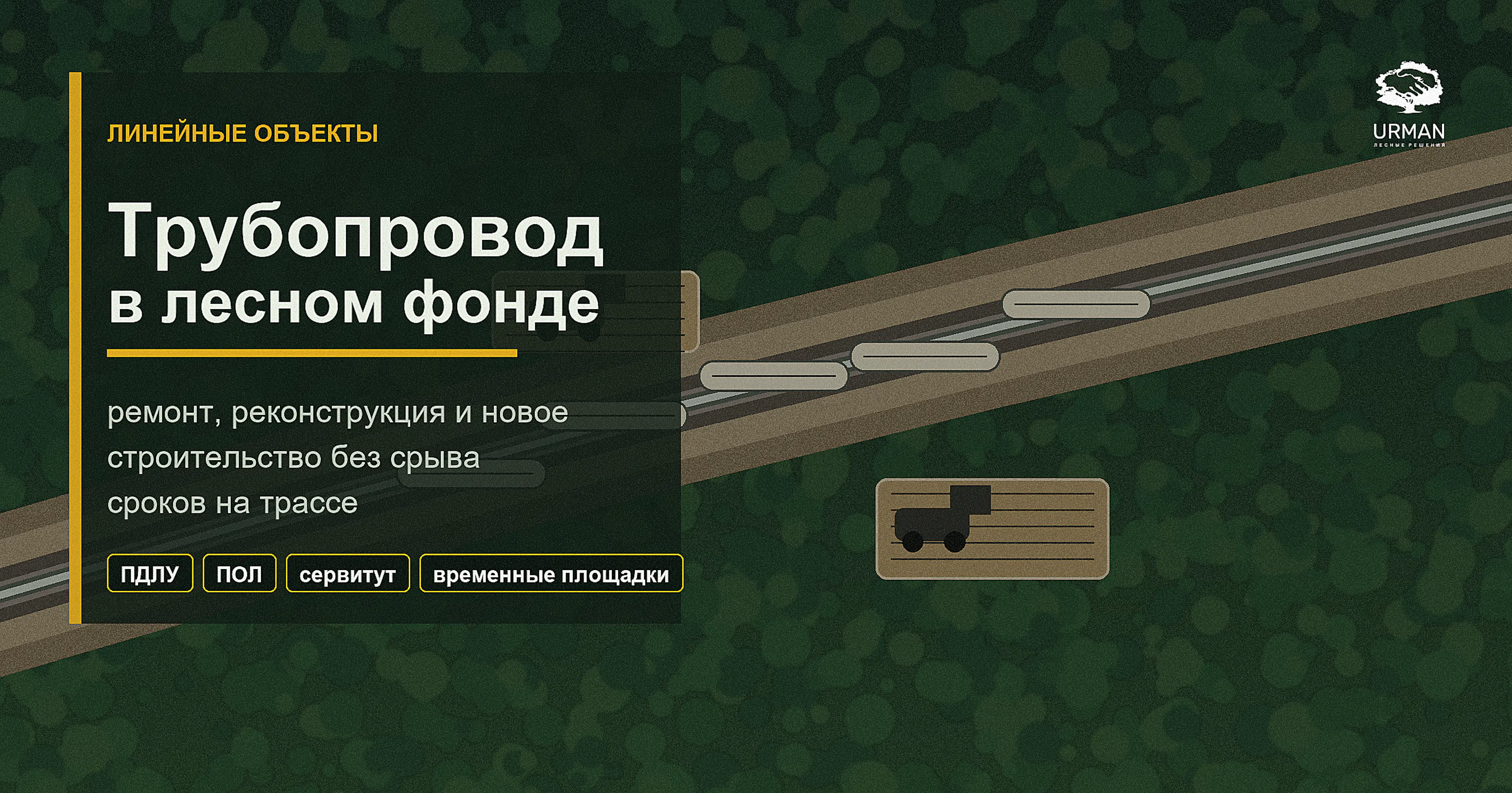 Обложка статьи о трубопроводе в лесном фонде: трасса через лес, ремонт, реконструкция и новое строительство