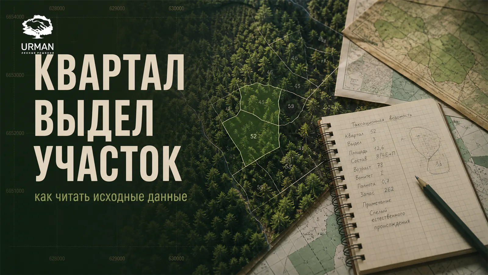 Обложка статьи о лесном квартале, выделе и лесном участке как исходных данных проекта