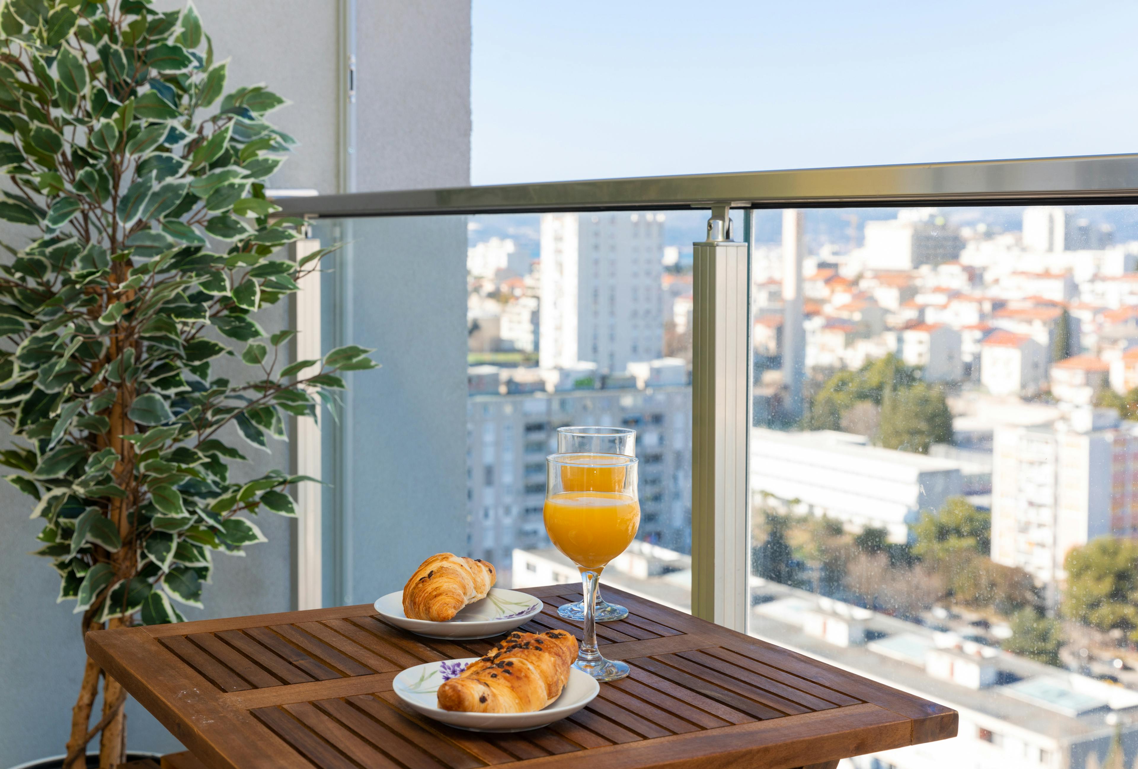 Balcony overlooking the city skyline