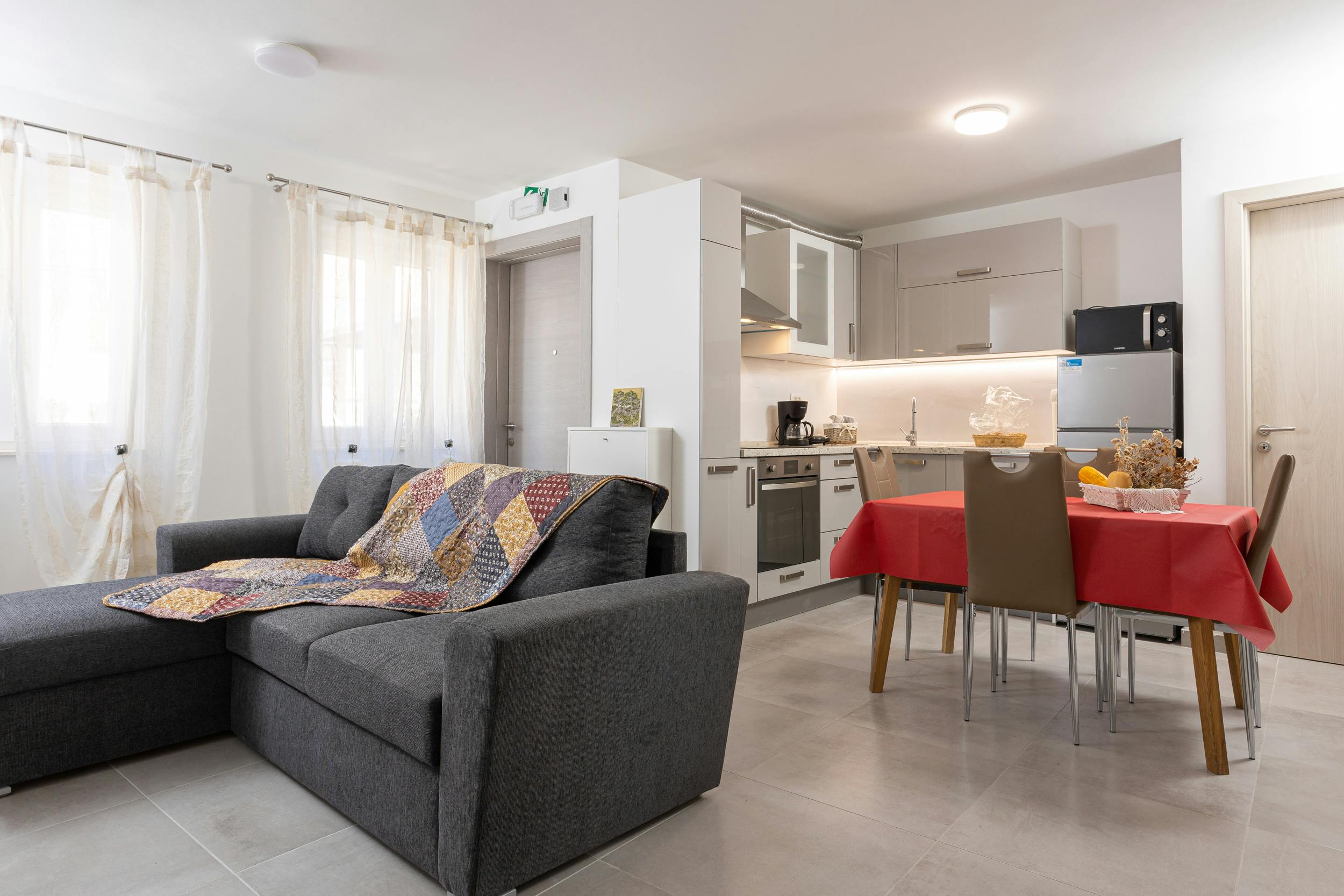 Living room and dining room